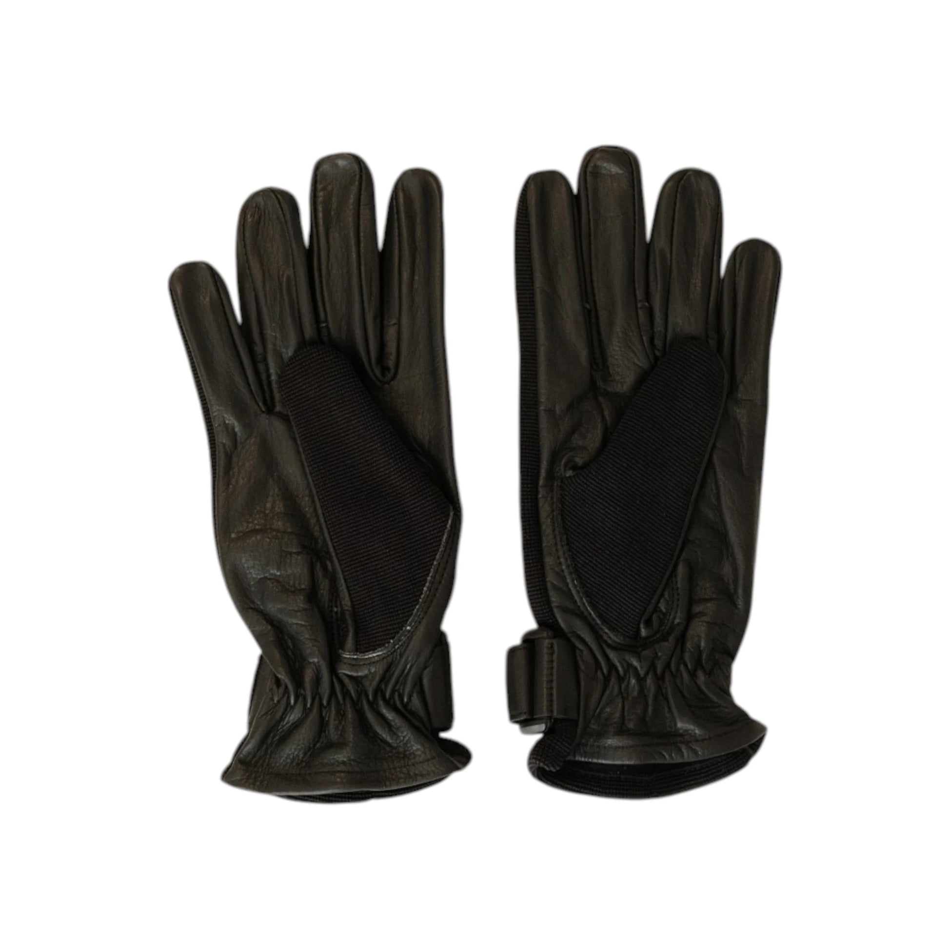TdeT-Gants equitation cuir et maille noir