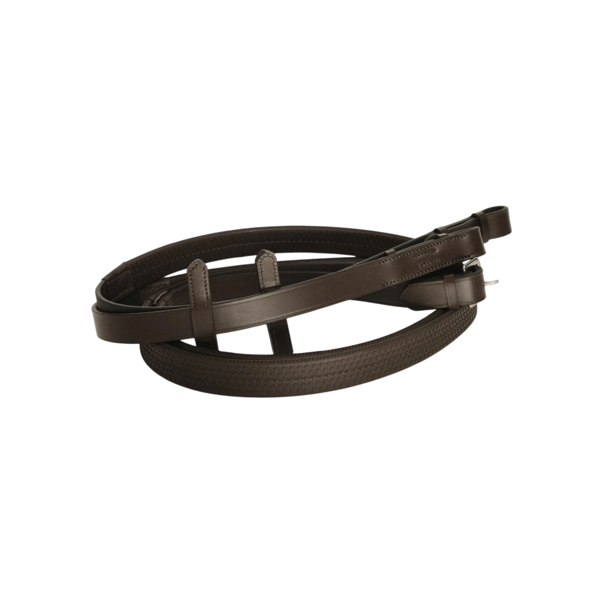 TdeT-Rubber reins with large pimples Dark Havana