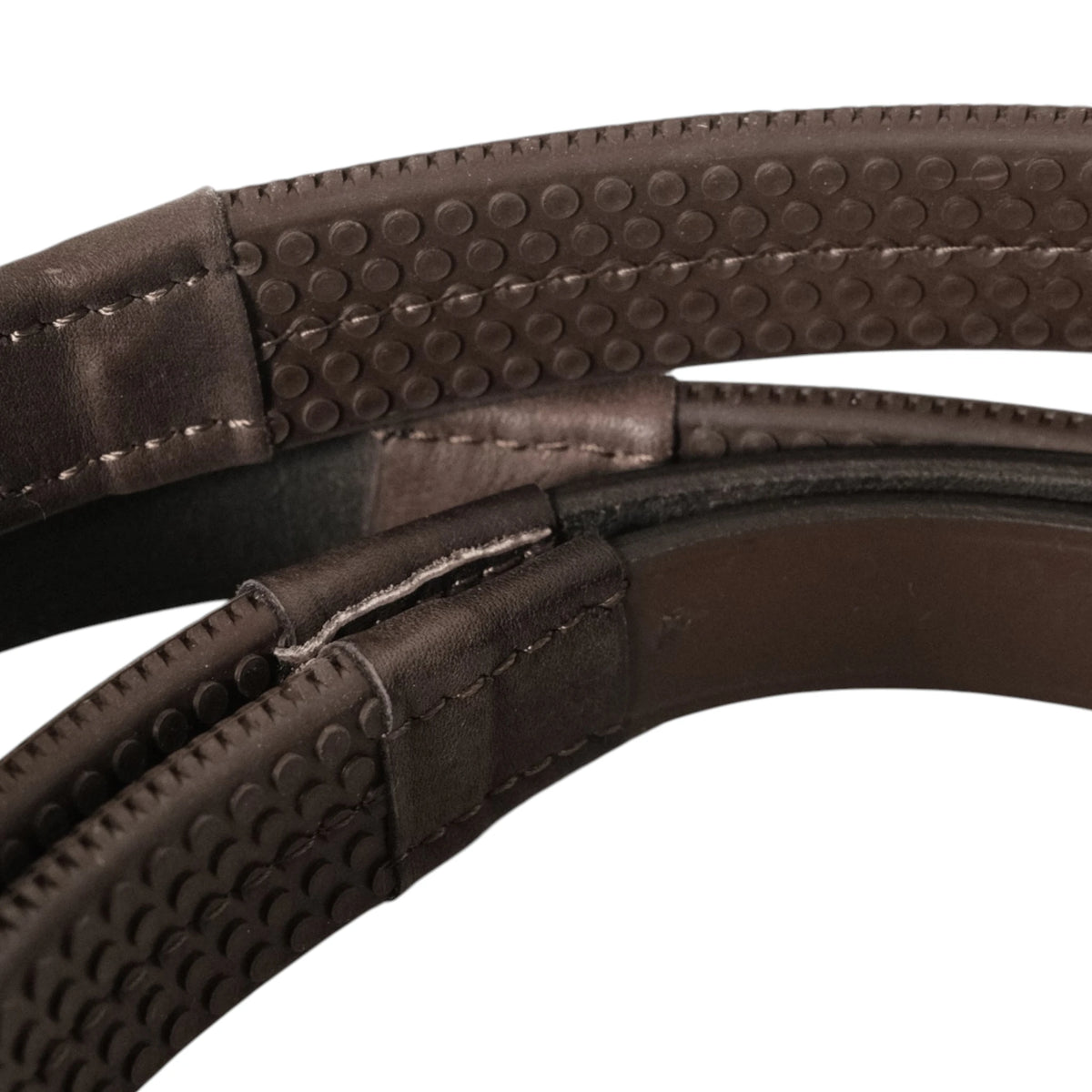 TdeT-Rubber reins with large pimples Dark Havana