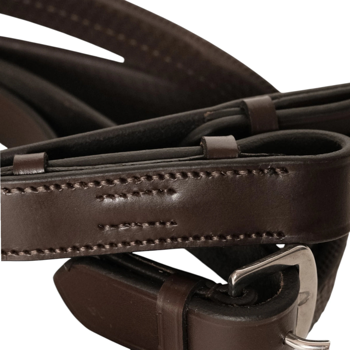 TdeT-Rubber reins with large pimples Dark Havana