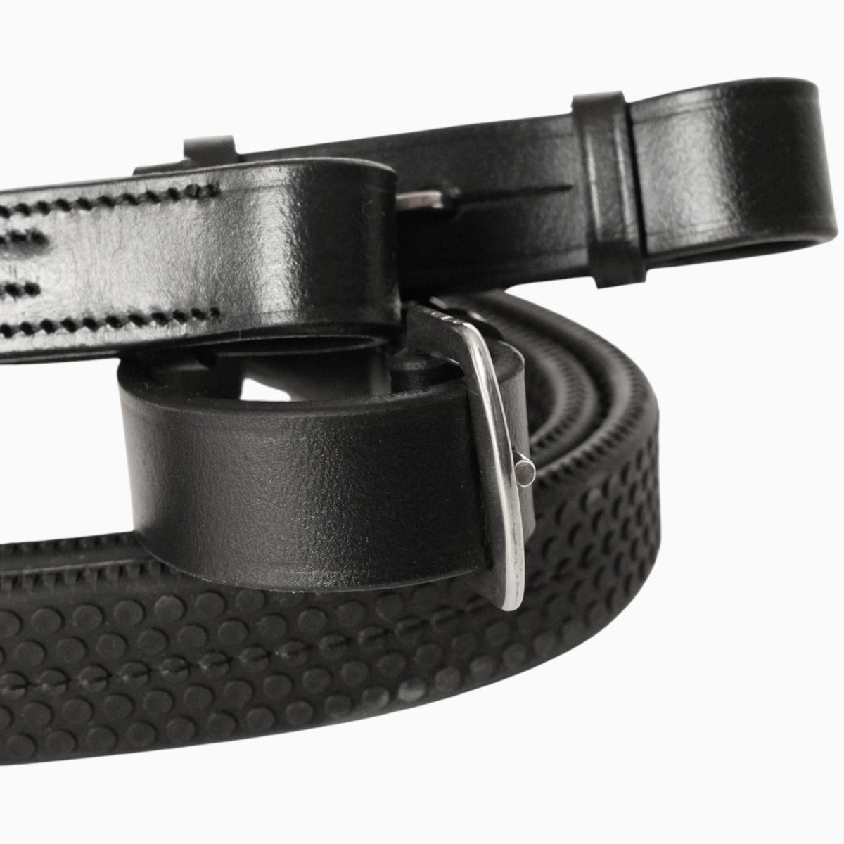 TdeT-Rubber reins with large pimples Black