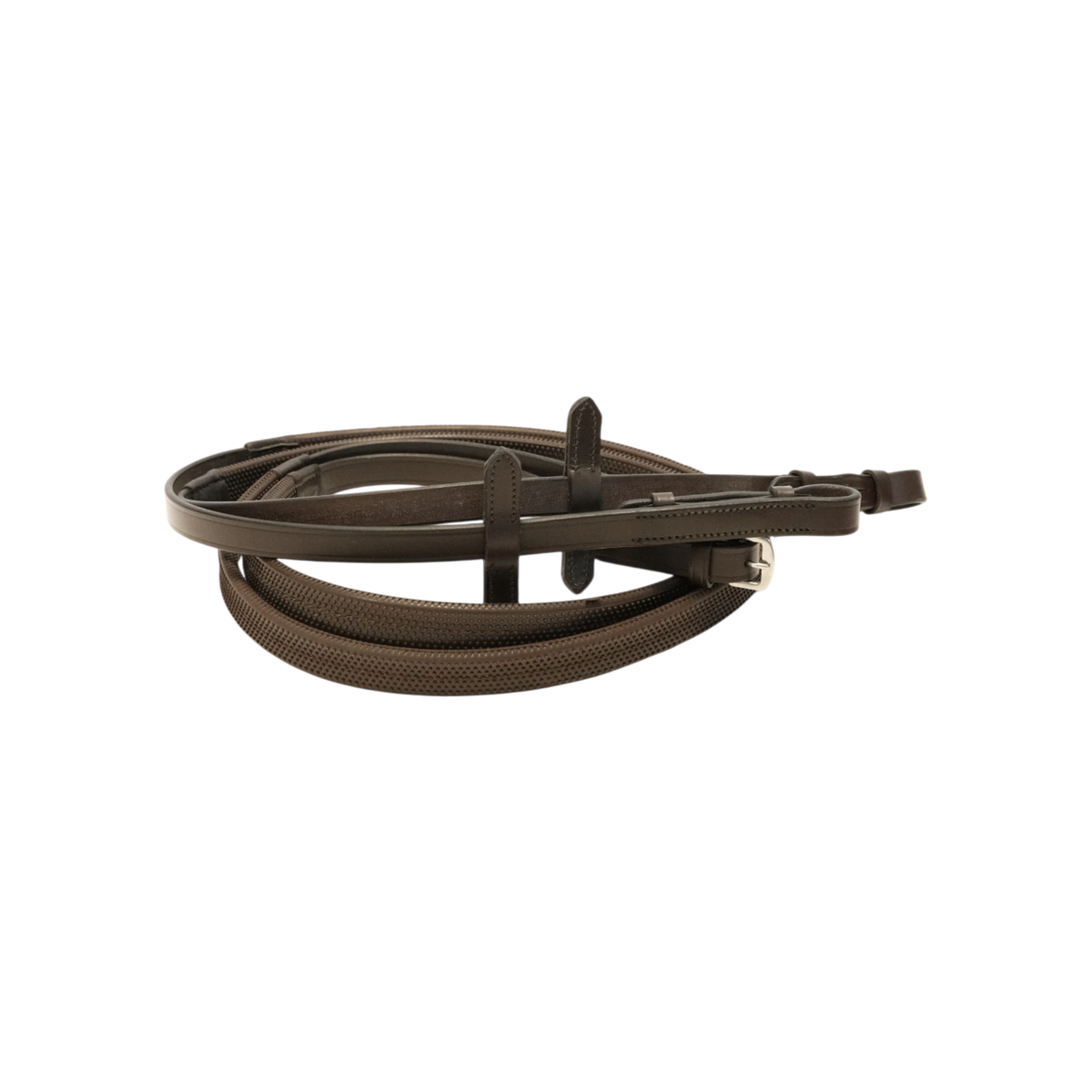 TdeT-Rubber reins with small pimples Dark Havana
