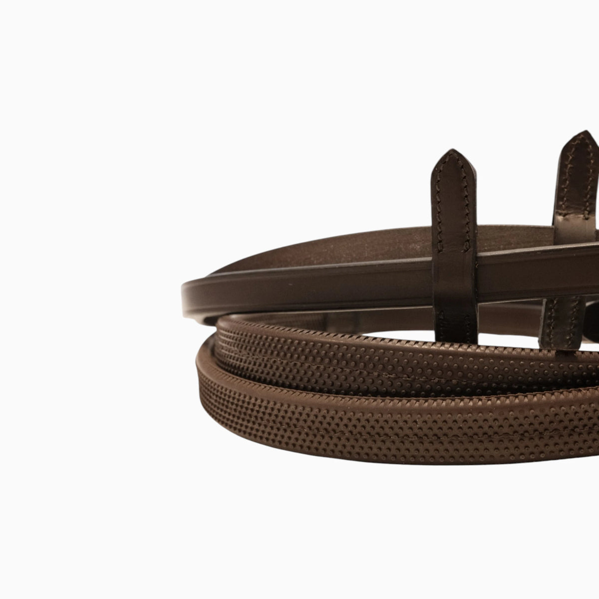 TdeT-Rubber reins with small pimples Dark Havana