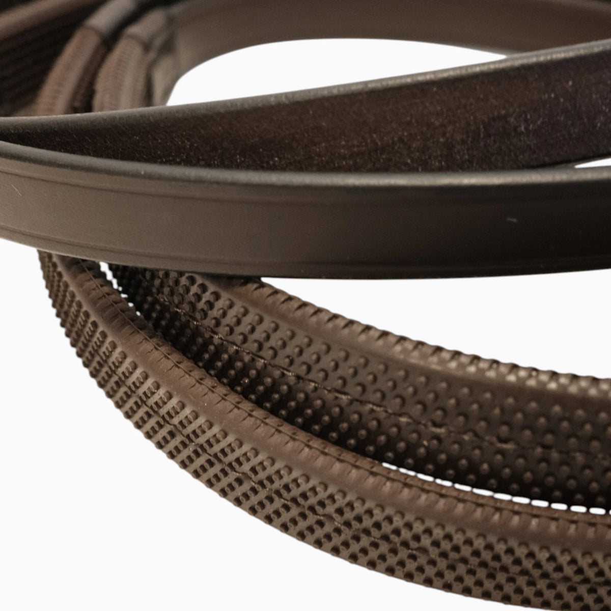 TdeT-Rubber reins with small pimples Dark Havana