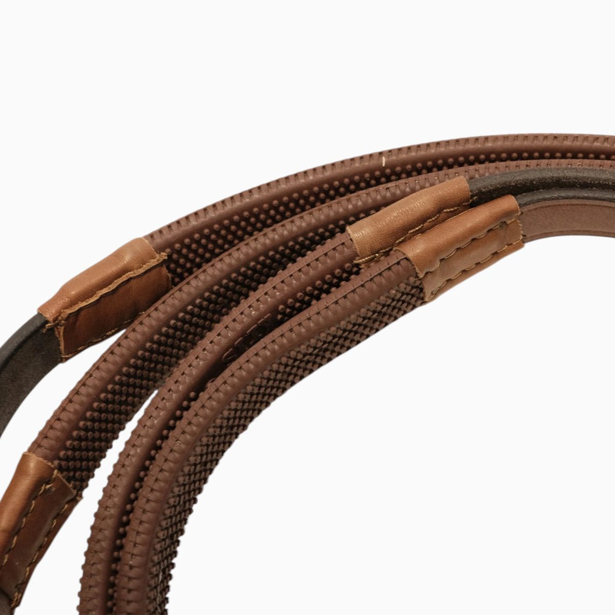 TdeT-Rubber reins with small pimples Tobacco