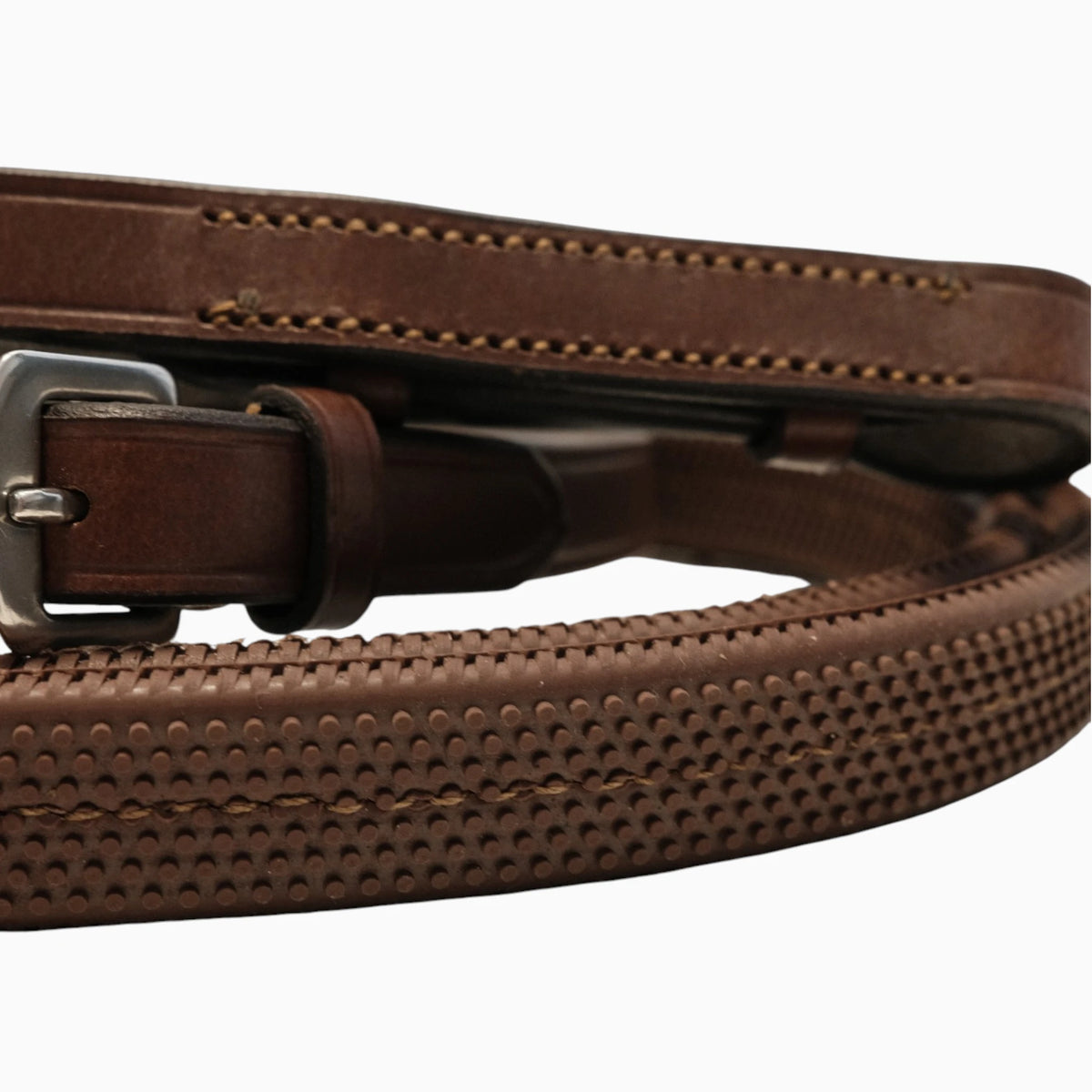 TdeT-Rubber reins with small pimples Tobacco