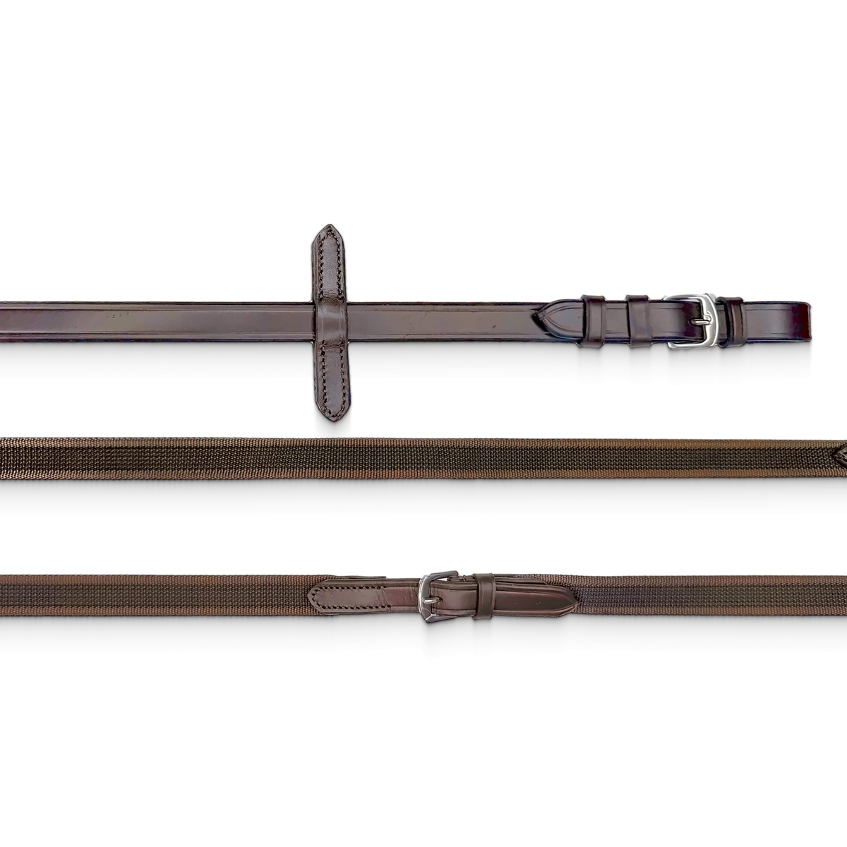 TdeT - Rênes super grip lisses havane 