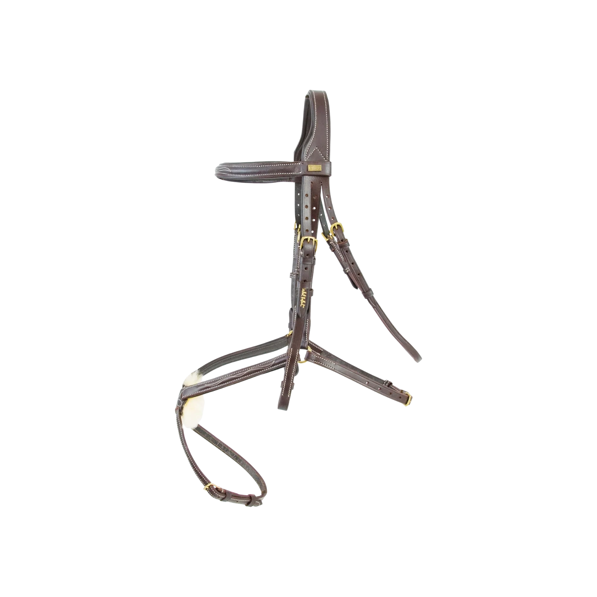 TdeT - Bridon classique Kessel muserolle croisée avec rênes havane foncé