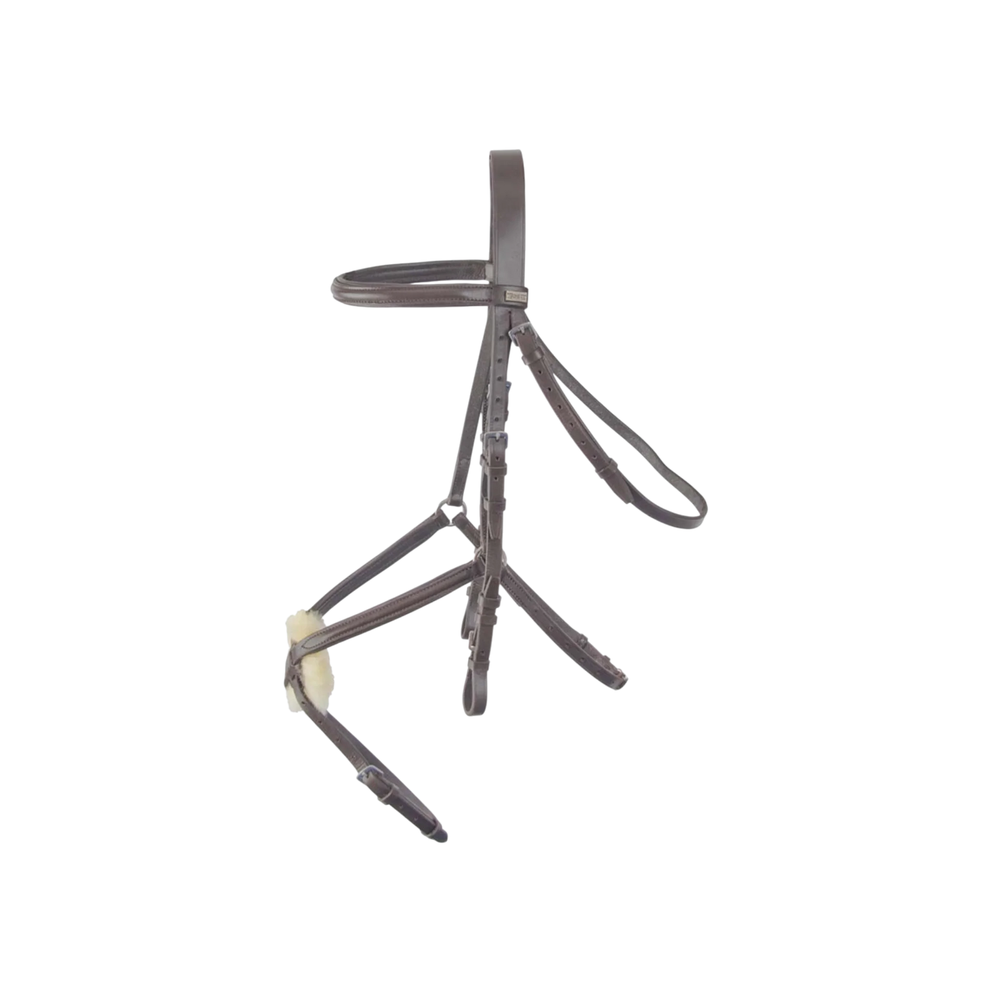 TdeT - Bridon classique Sisley muserolle croisée avec rênes havane foncé