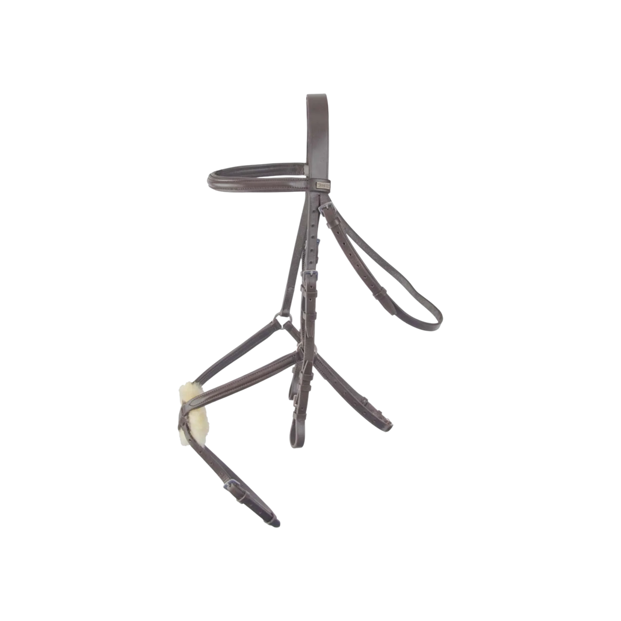 TdeT - Bridon classique Sisley muserolle croisée avec rênes havane foncé