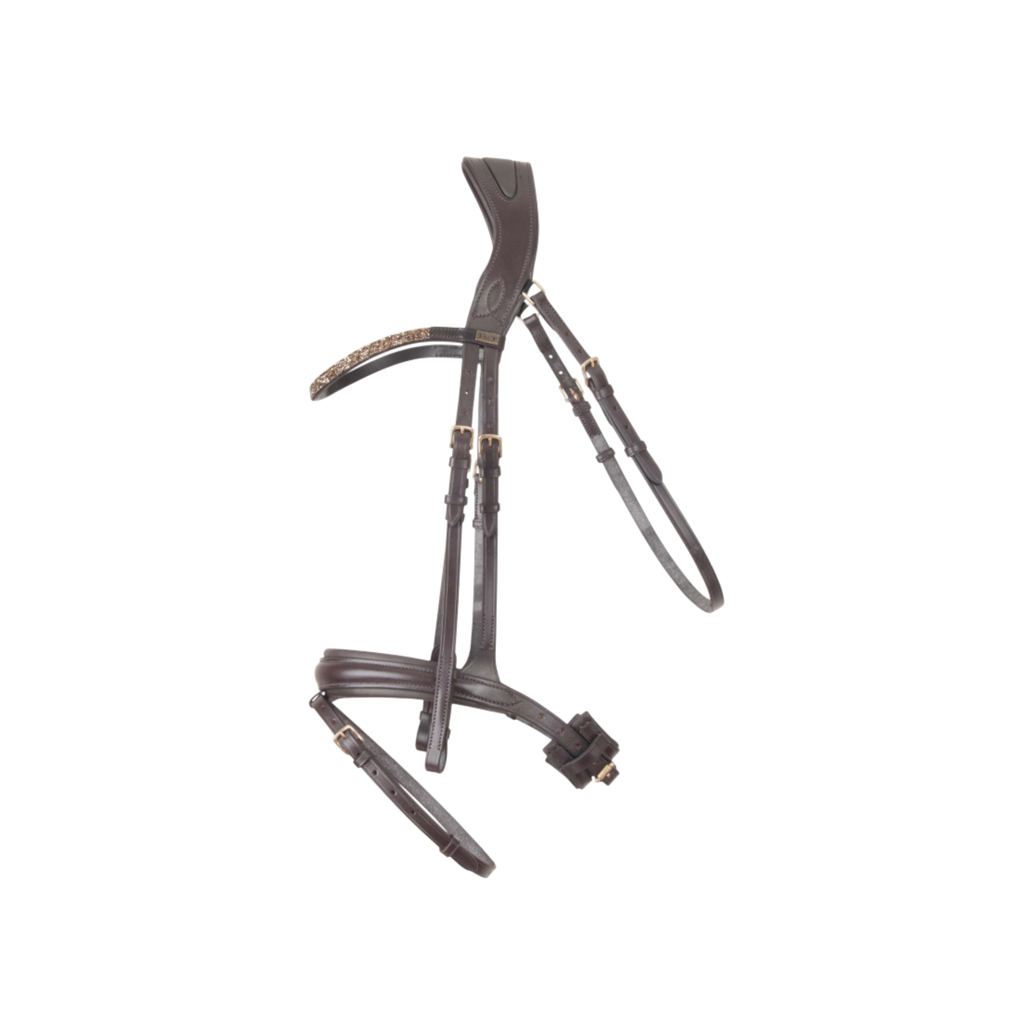 TdeT - Bridon anatomique Hopper avec rênes marron doré