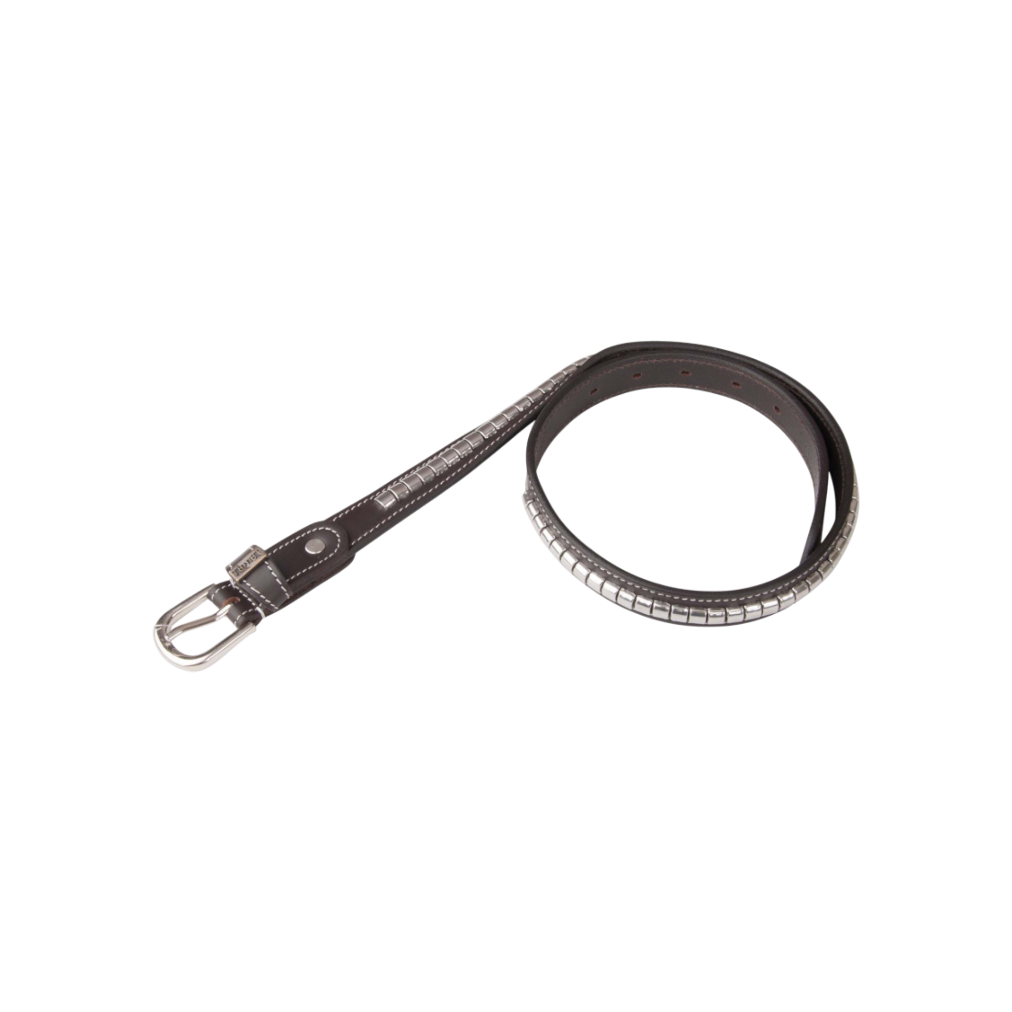 TdeT - Ceinture cuir Clincher havane foncé blanc