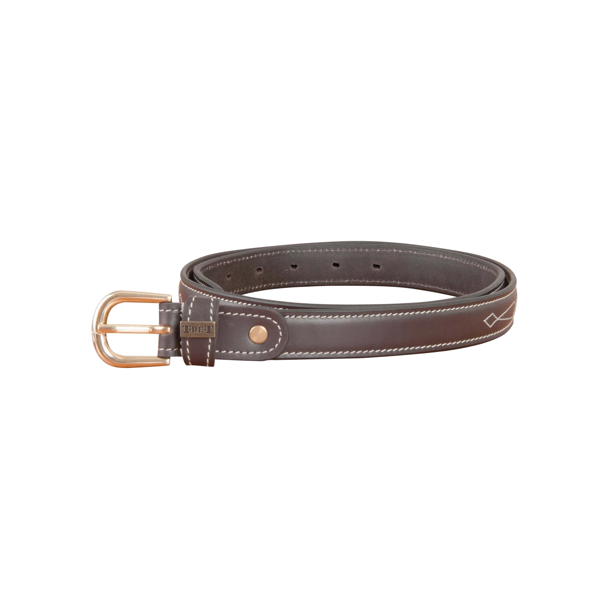 TdeT - Ceinture cuir Surpiqûres havane foncé