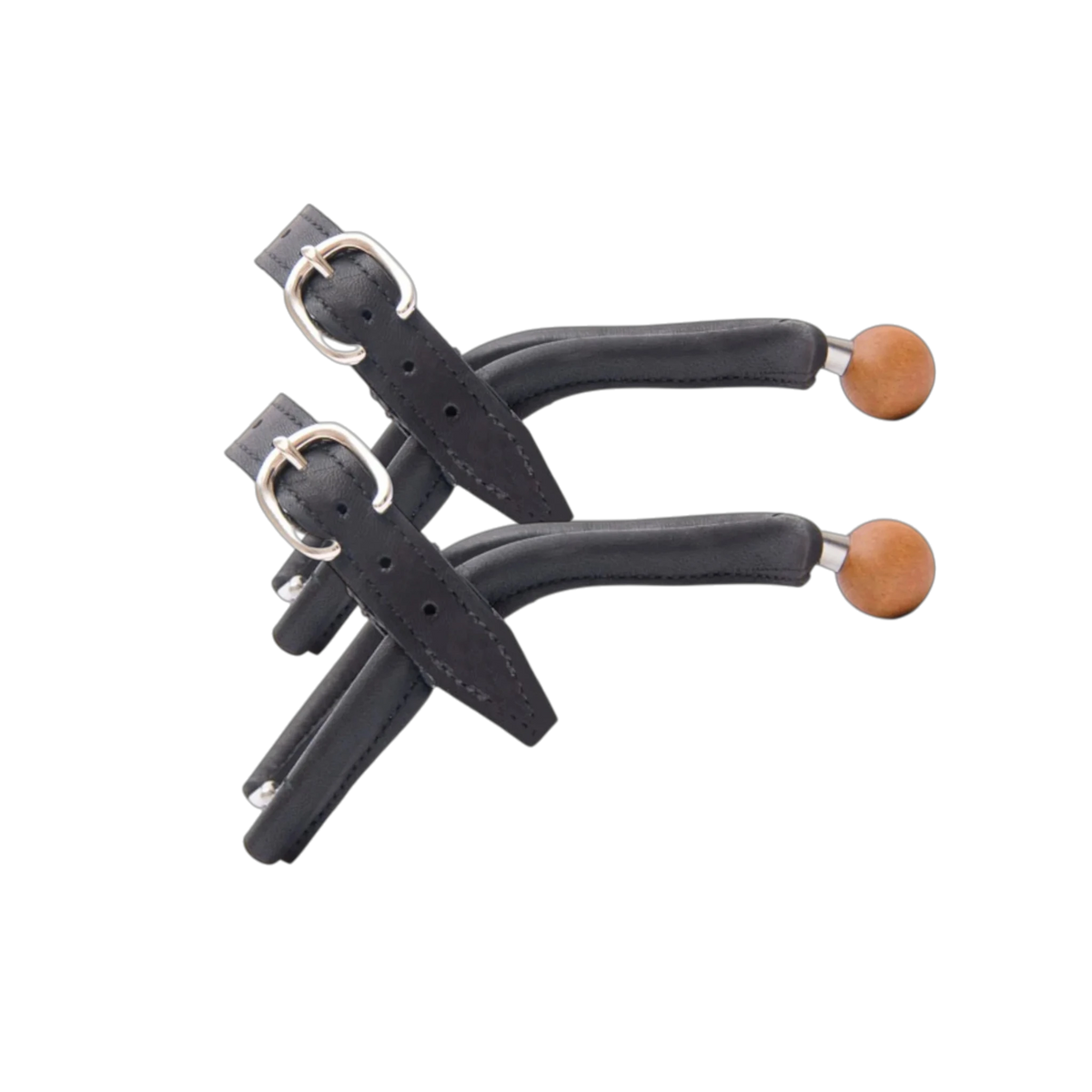 TdeT - Éperons TdeT cuir embout boule en bois