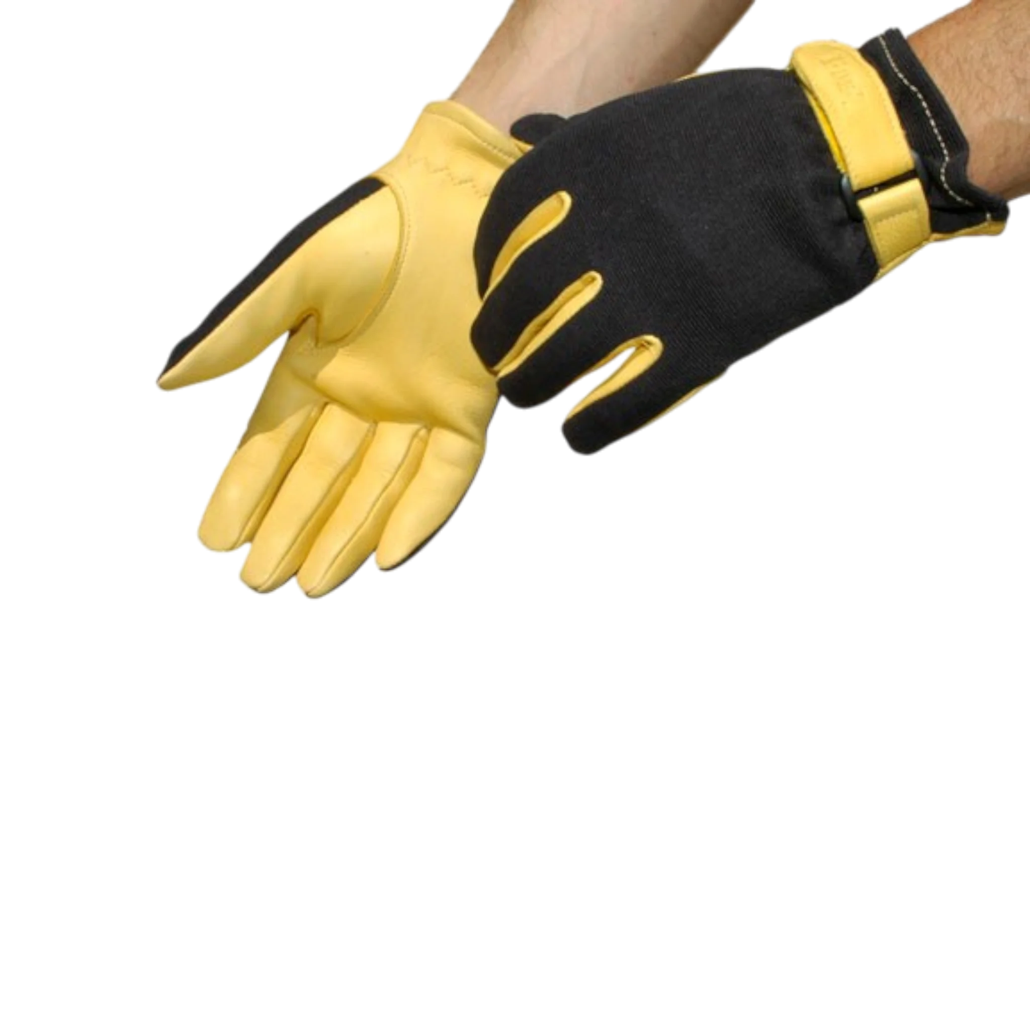 TdeT - Gants d'équitation Cuir et maille jaune
