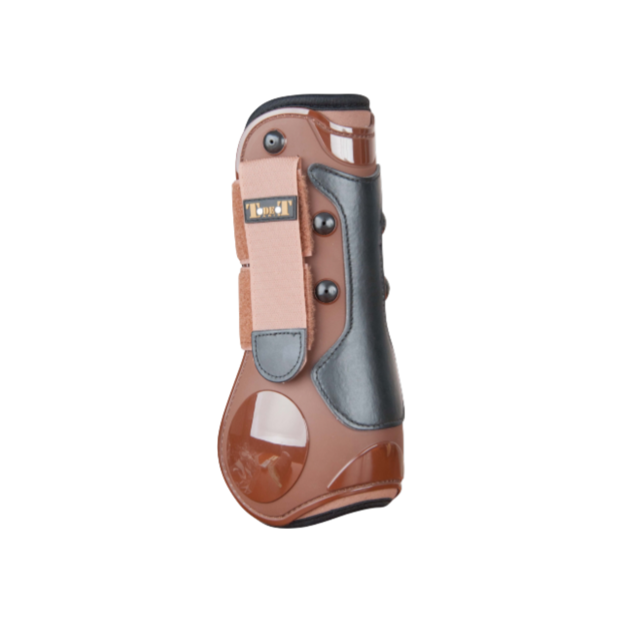 TdeT - Guêtres coque et cuir marron/ noir