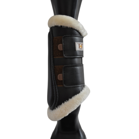 TdeT - Guêtres Dressage néoprène mouton antérieurs marron/ noir