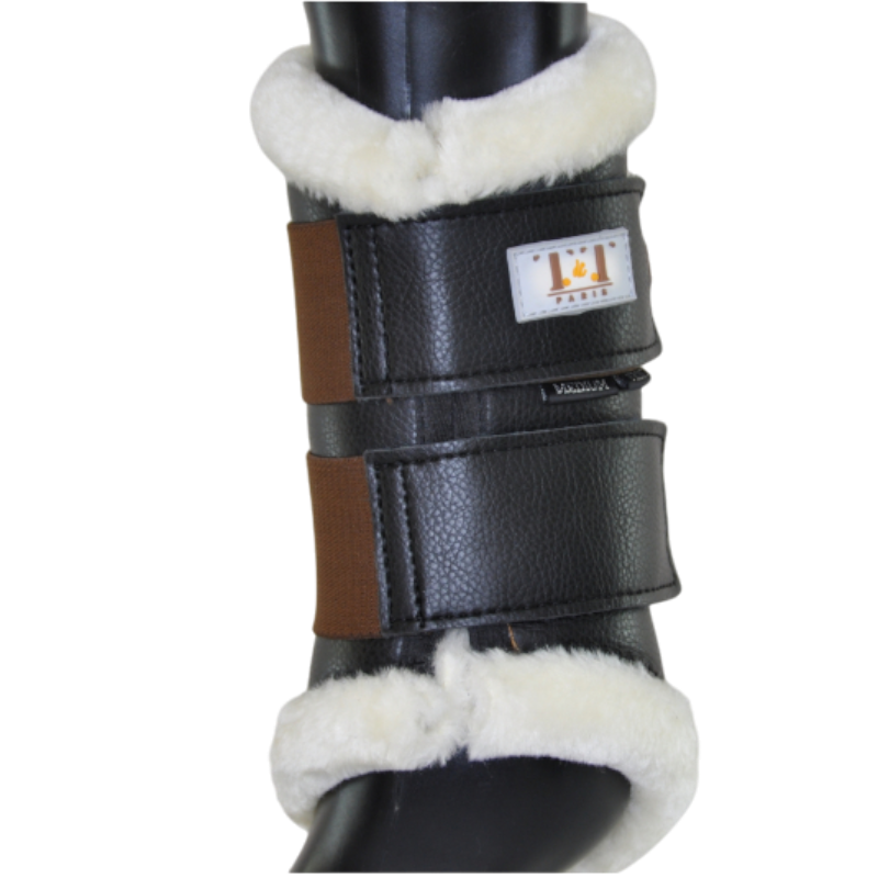 TdeT - Dressage neoprene sheepskin front boots black/brown