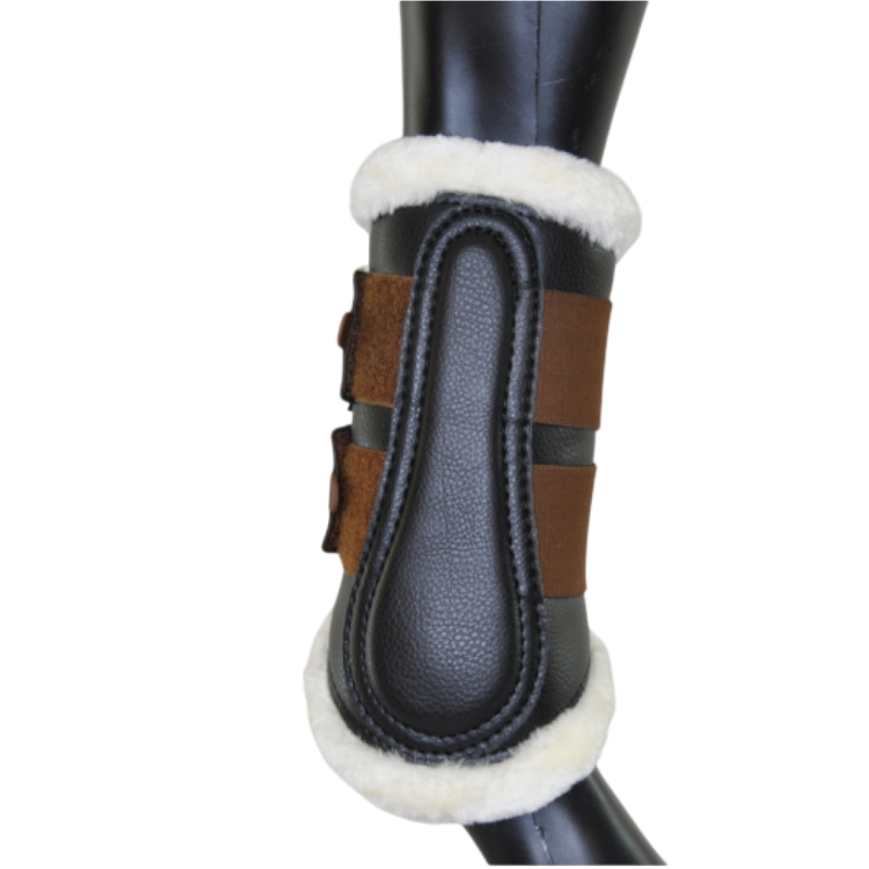 TdeT - Guêtres Dressage néoprène mouton antérieurs noir/ marron