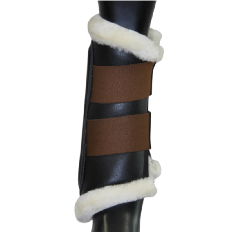 TdeT - Dressage neoprene sheepskin hind boots black/tobacco