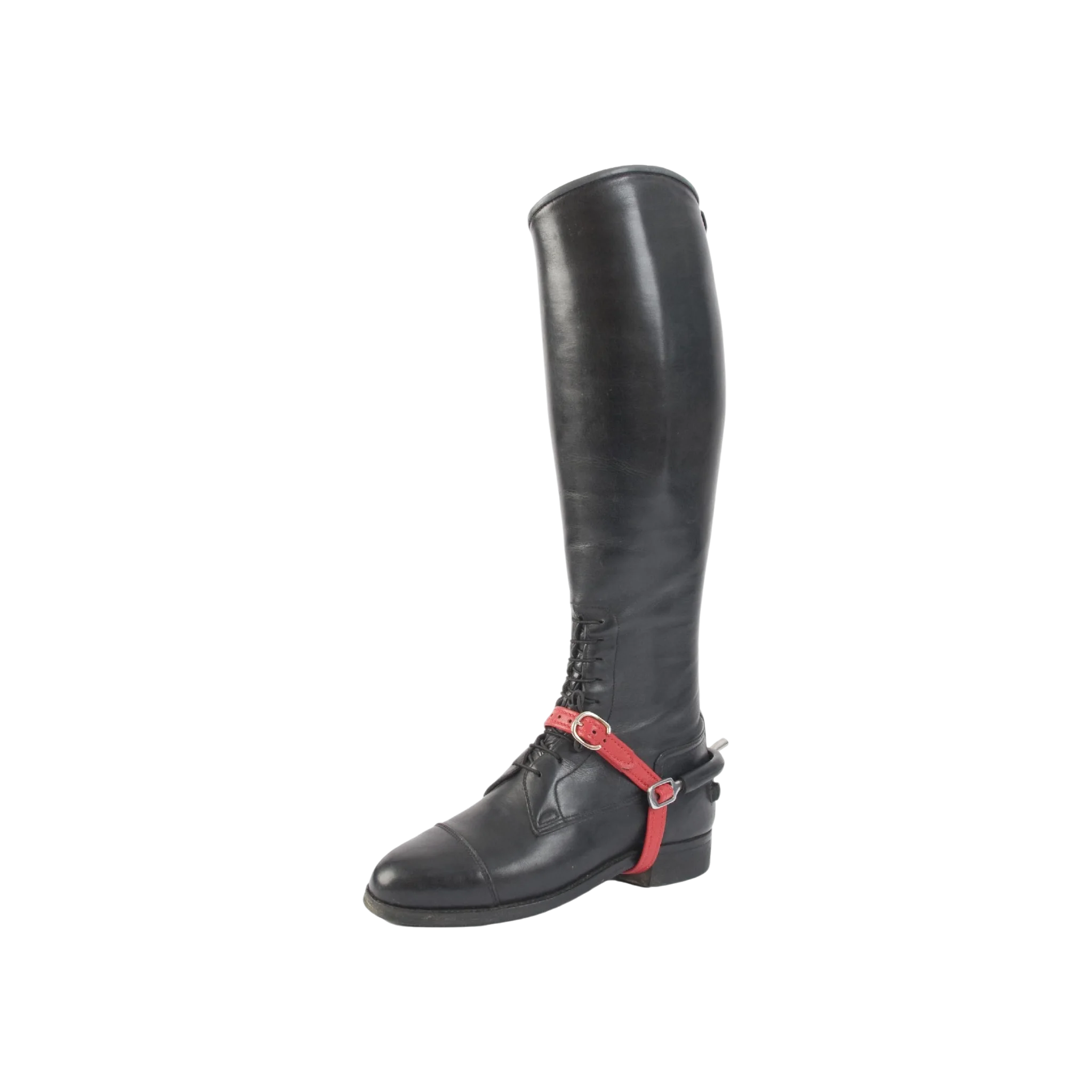 TdeT - Soft leather spur straps red