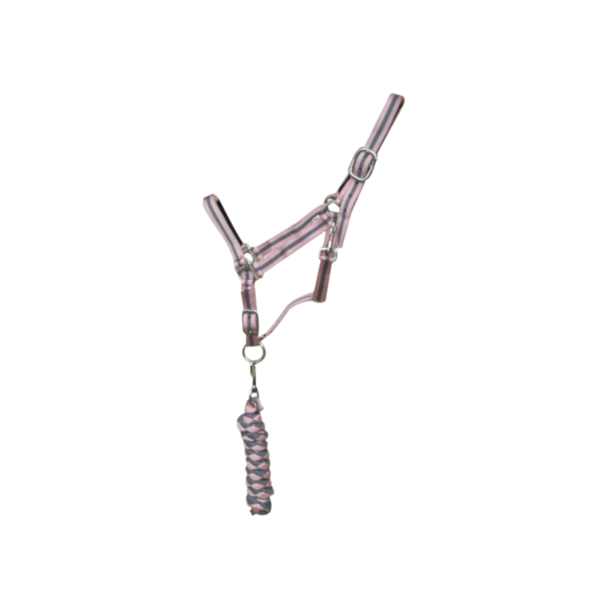 TdeT - Synthetic suede-lined halter with American lead rope grey/pink