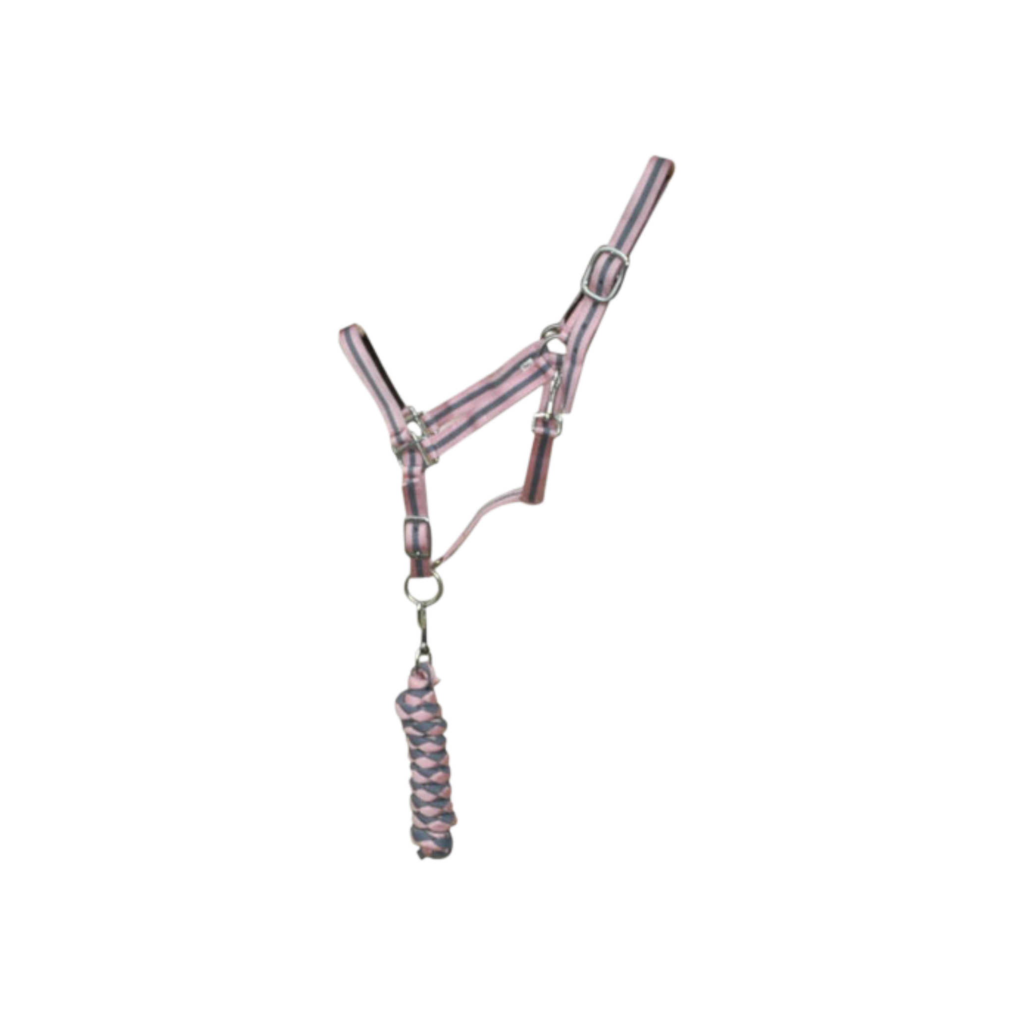 TdeT - Synthetic suede-lined halter with American lead rope grey/pink