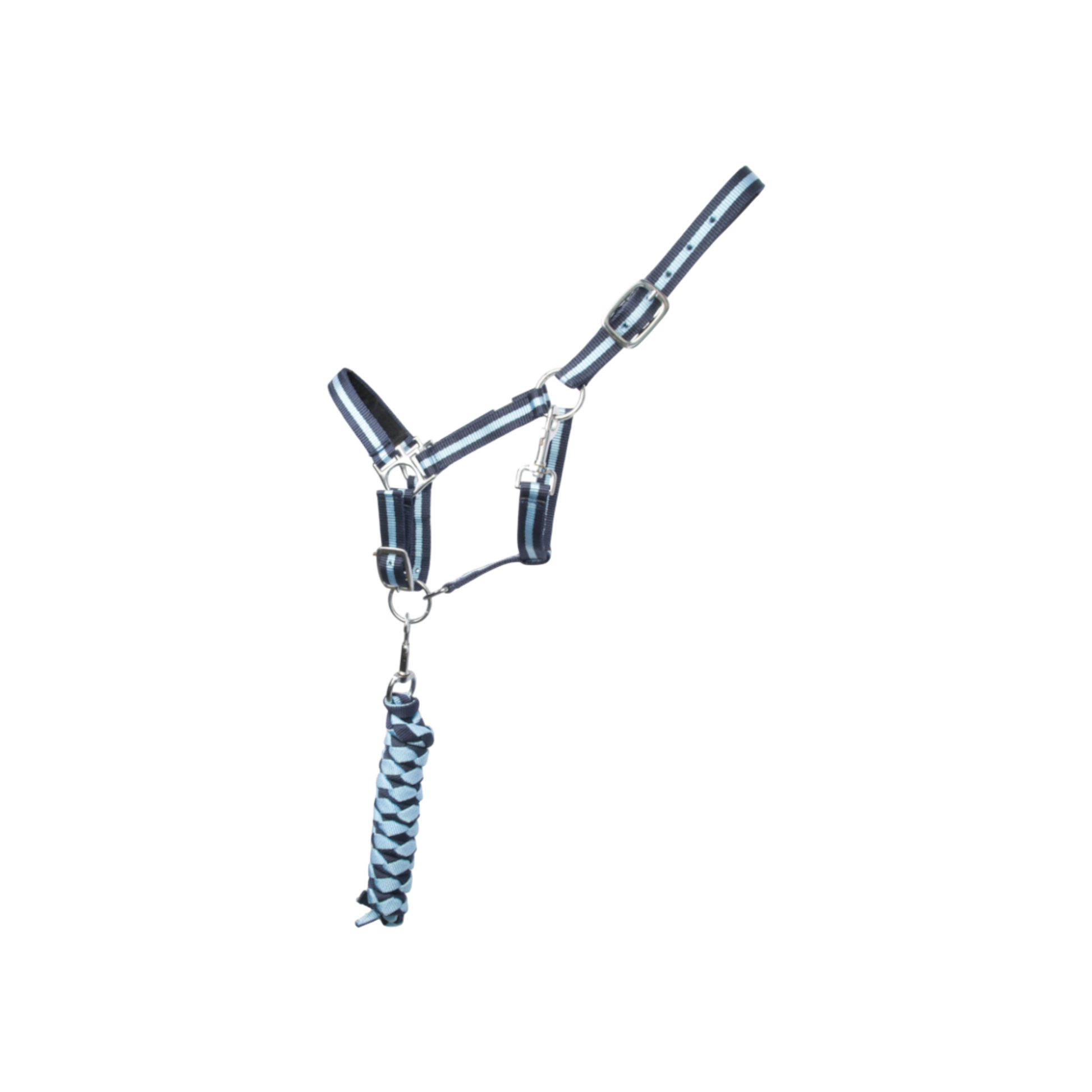 TdeT - Synthetic suede-lined halter with American lead rope navy/sky blue