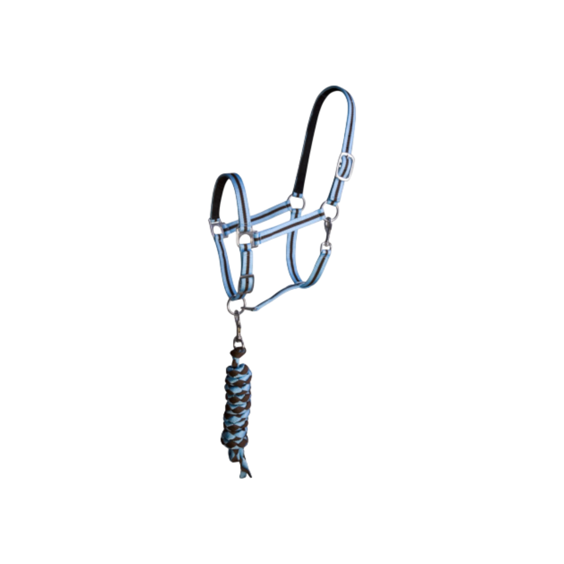 TdeT - Synthetic suede-lined halter with American lead rope brown/sky blue