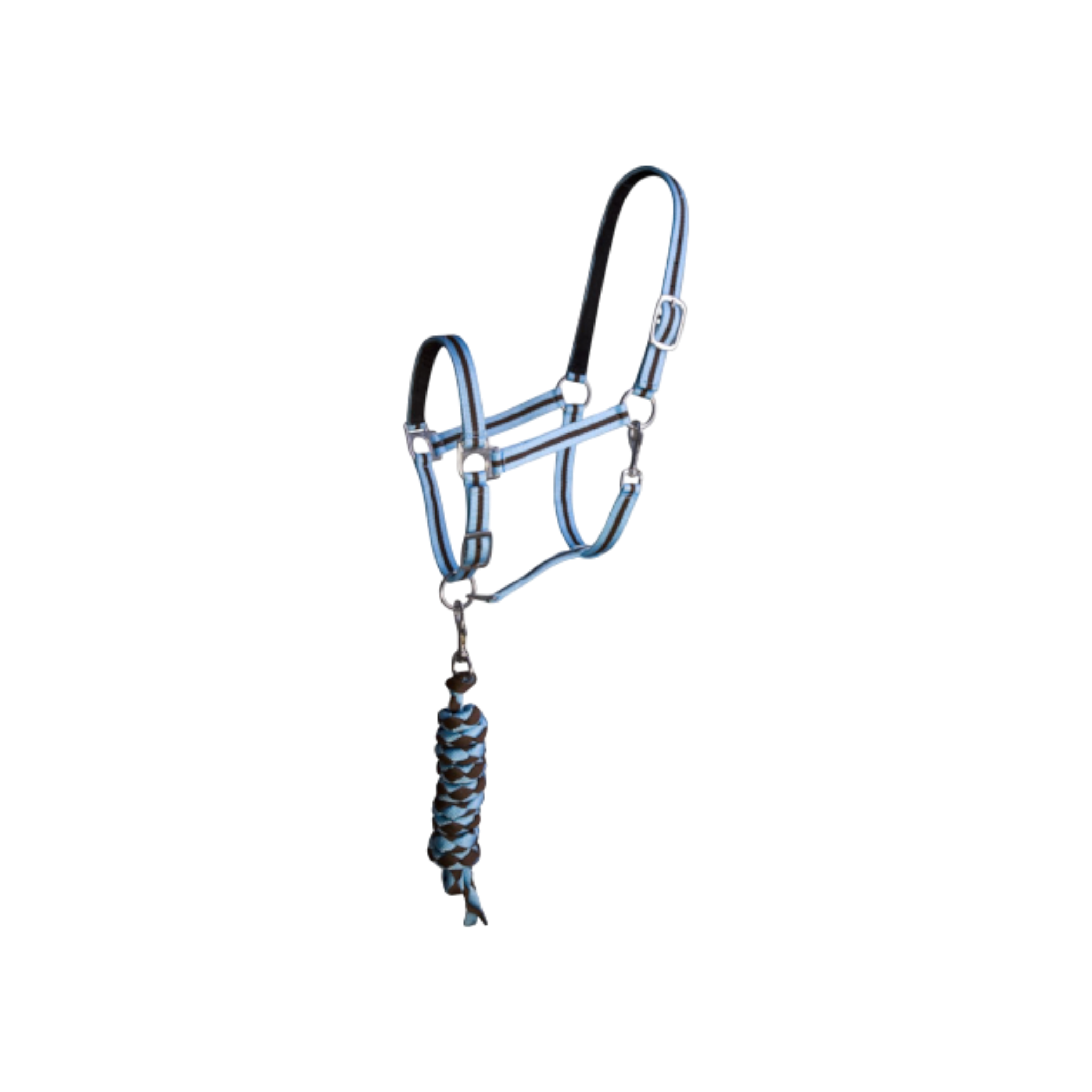 TdeT - Synthetic suede-lined halter with American lead rope brown/sky blue
