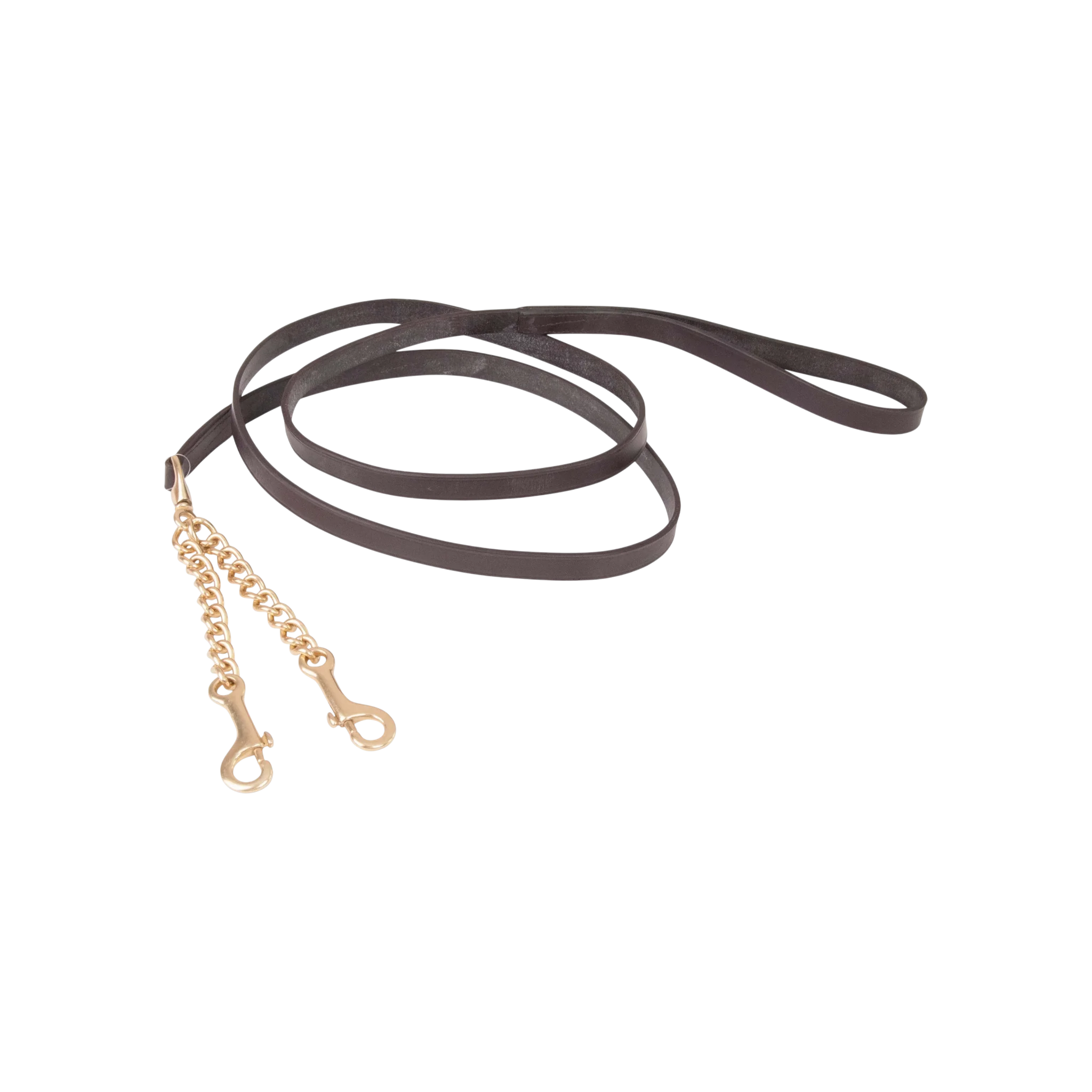 tdeT - Longe de présentation cuir double chaînette havane foncé