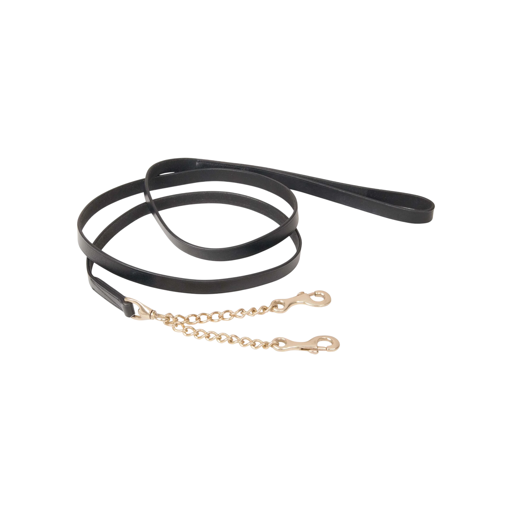 TdeT - Leather presentation lead rope double chain black