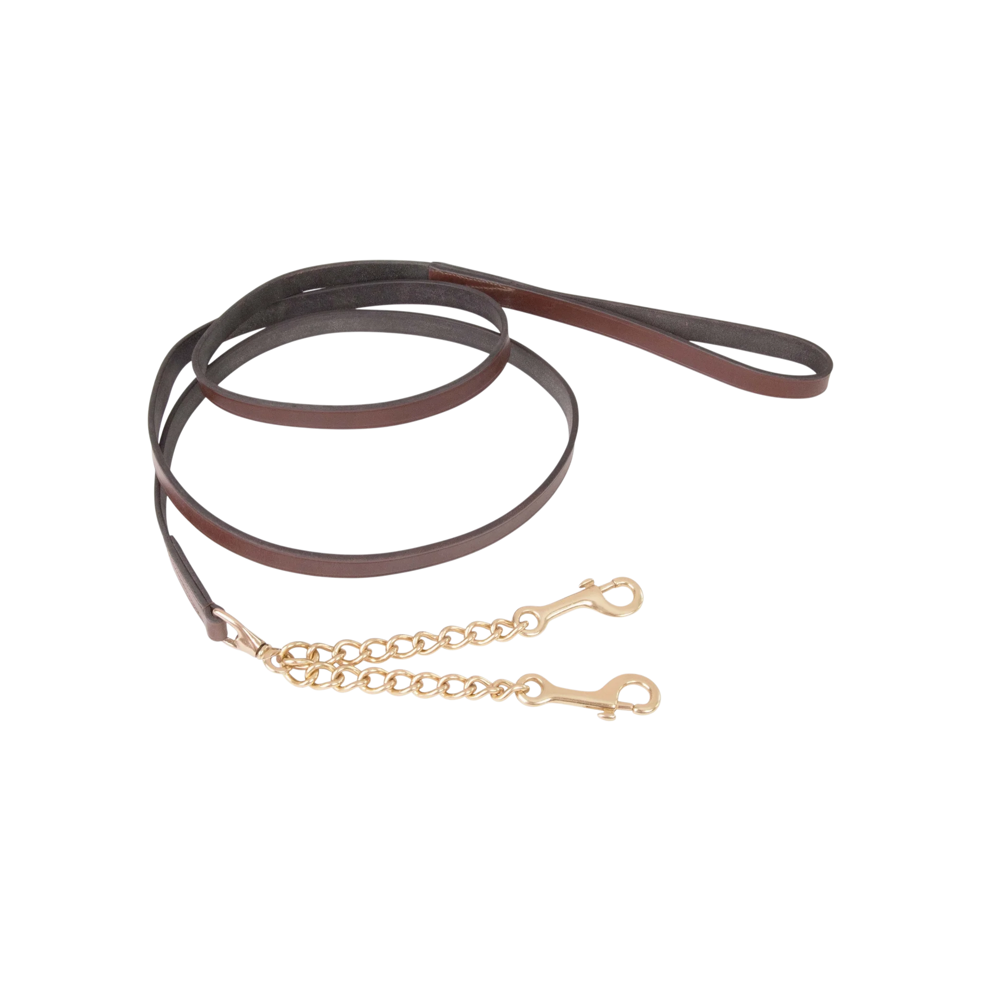 TdeT - Leather presentation lead rope double chain tobacco
