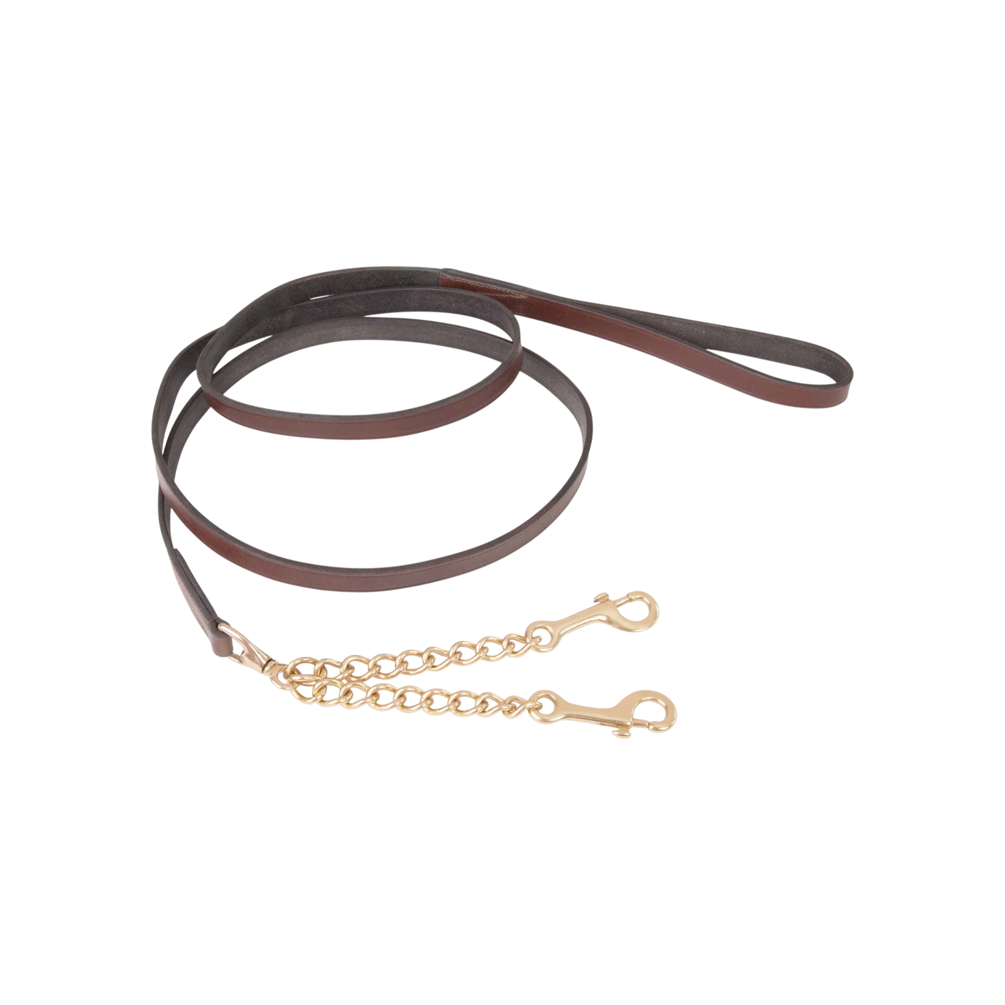 TdeT - Leather presentation lead rope double chain tobacco