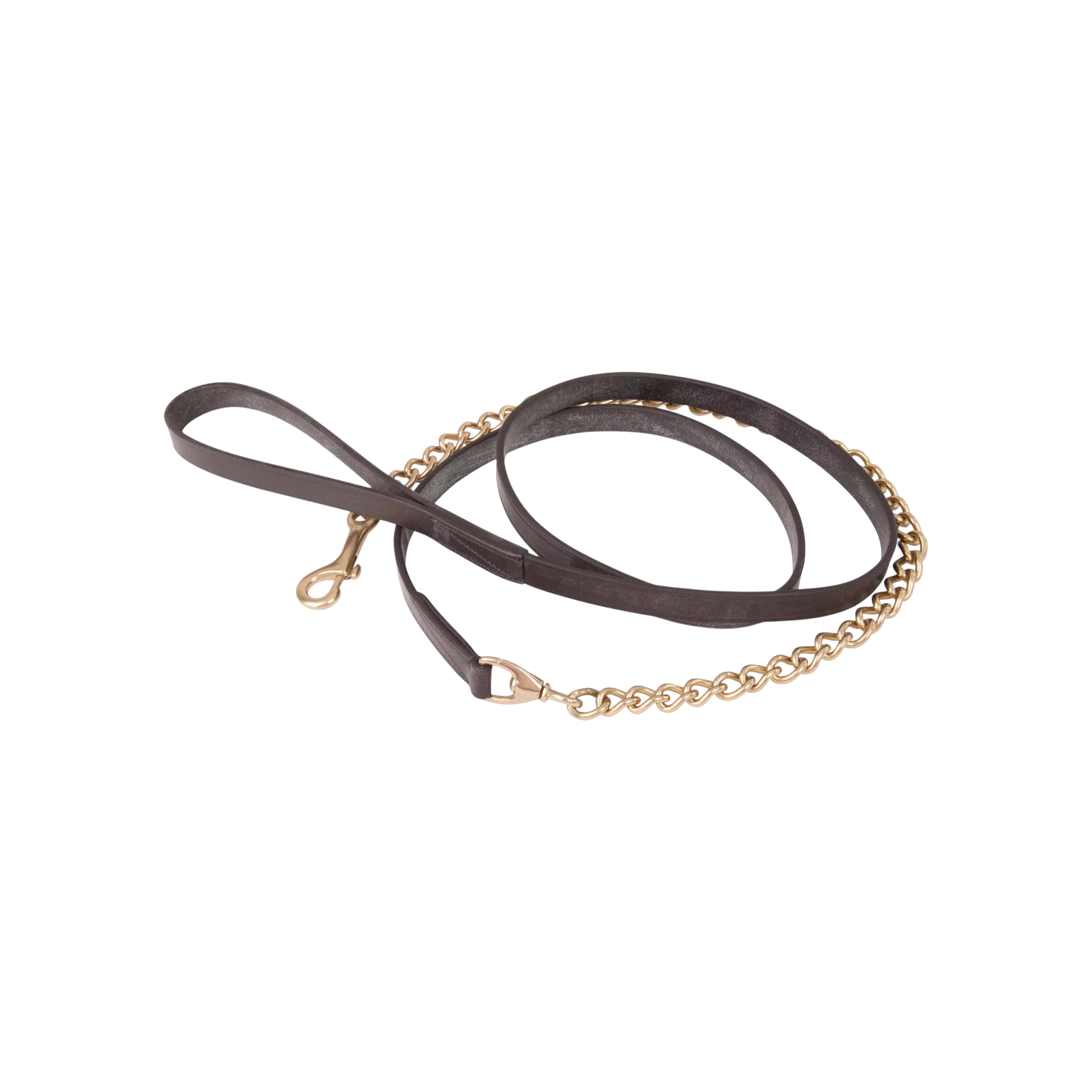 TdeT - Longe de présentation cuir simple chaînette havane foncé