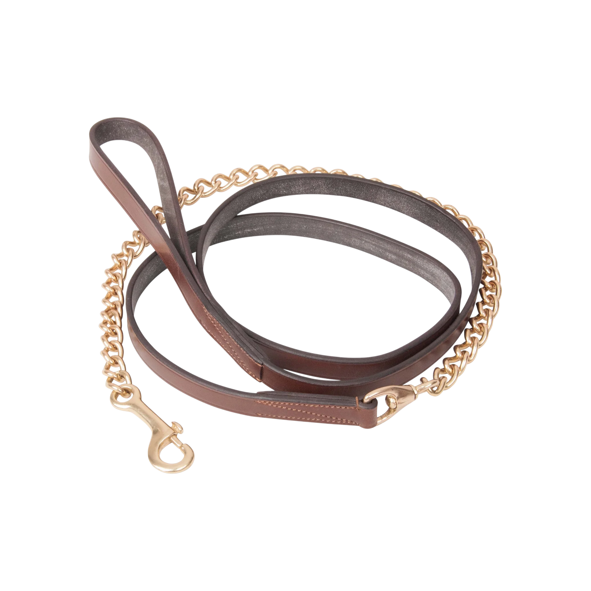 TdeT - Leather presentation lead rope single chain tobacco