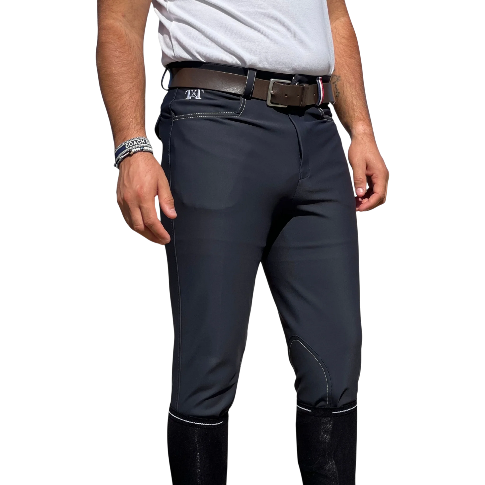 TdeT - Men’s riding breeches Ultime fabric knee patches navy