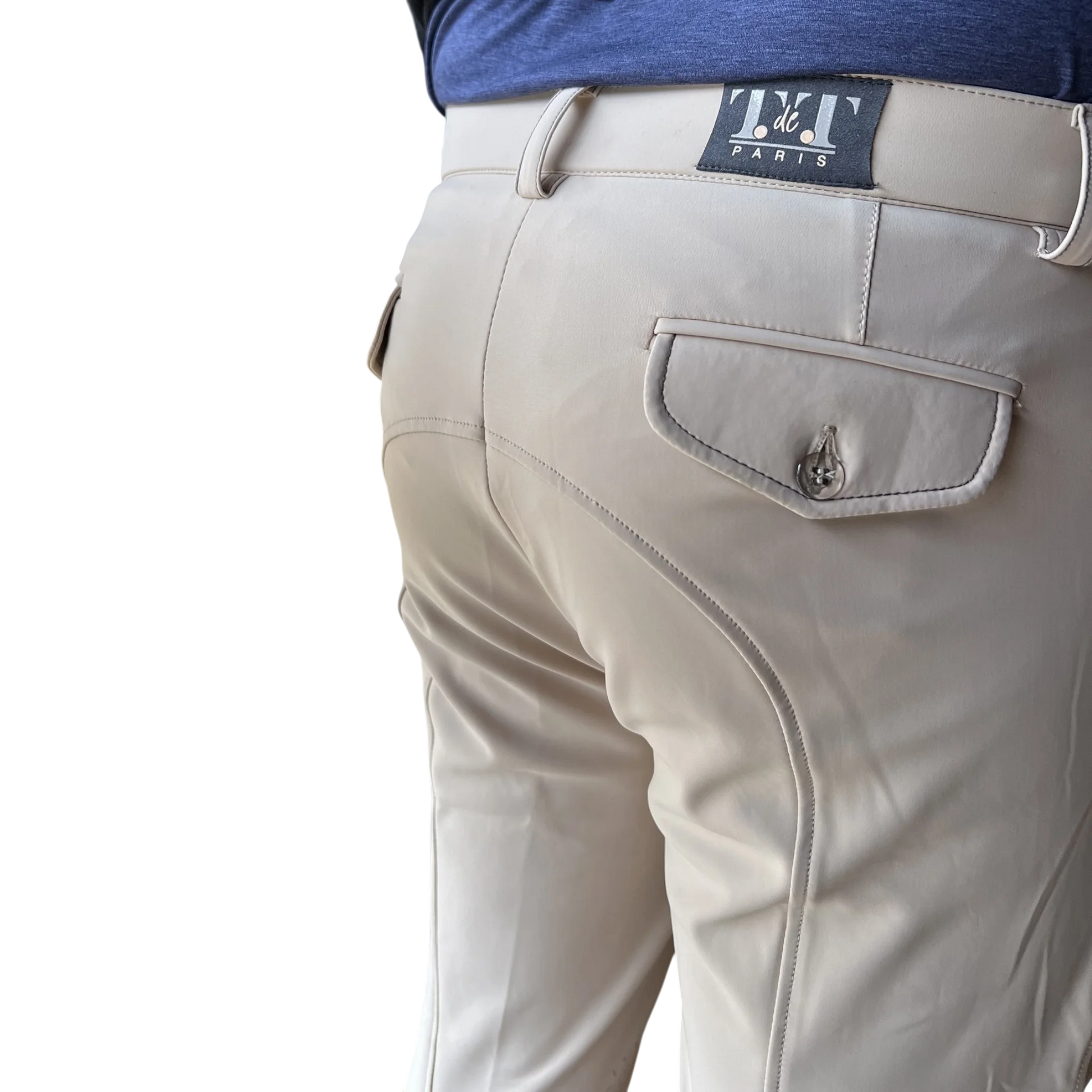 TdeT - Men’s riding breeches Ultime fabric knee patches taupe