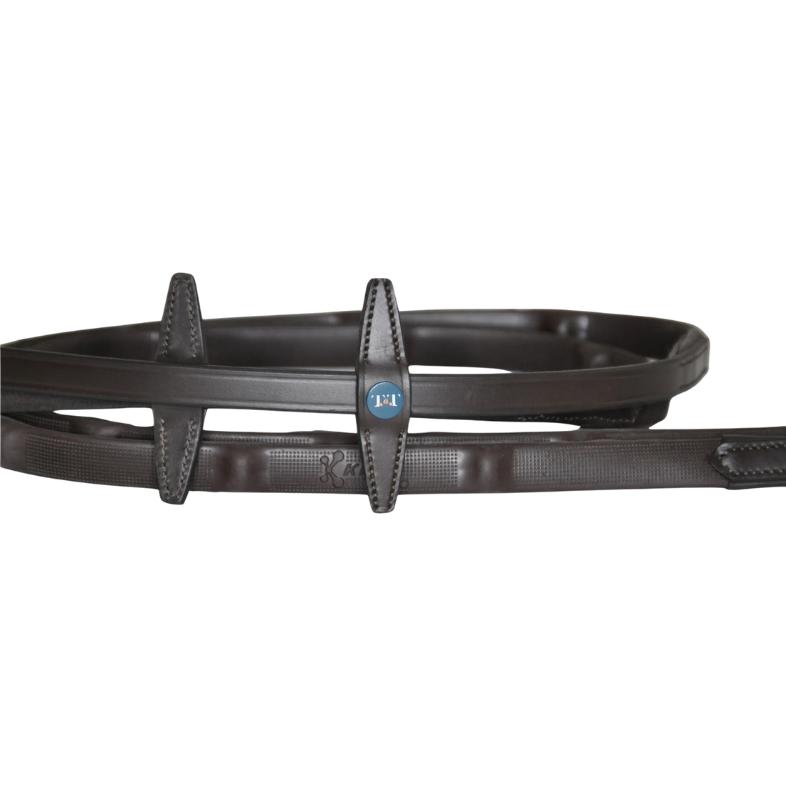 TdeT - Rubber reins micro studs with stops dark havana