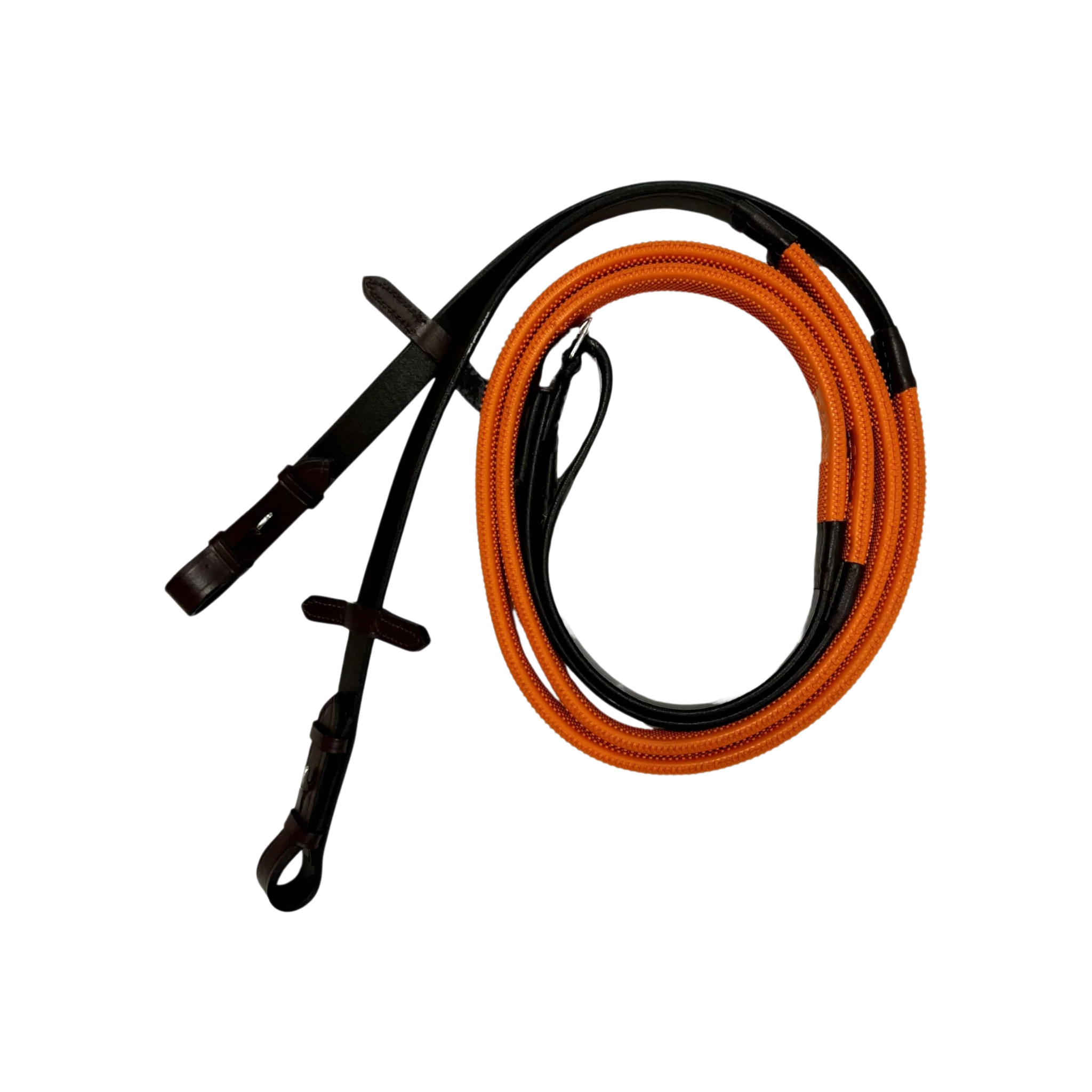 TdeT - Rubber reins orange small studs