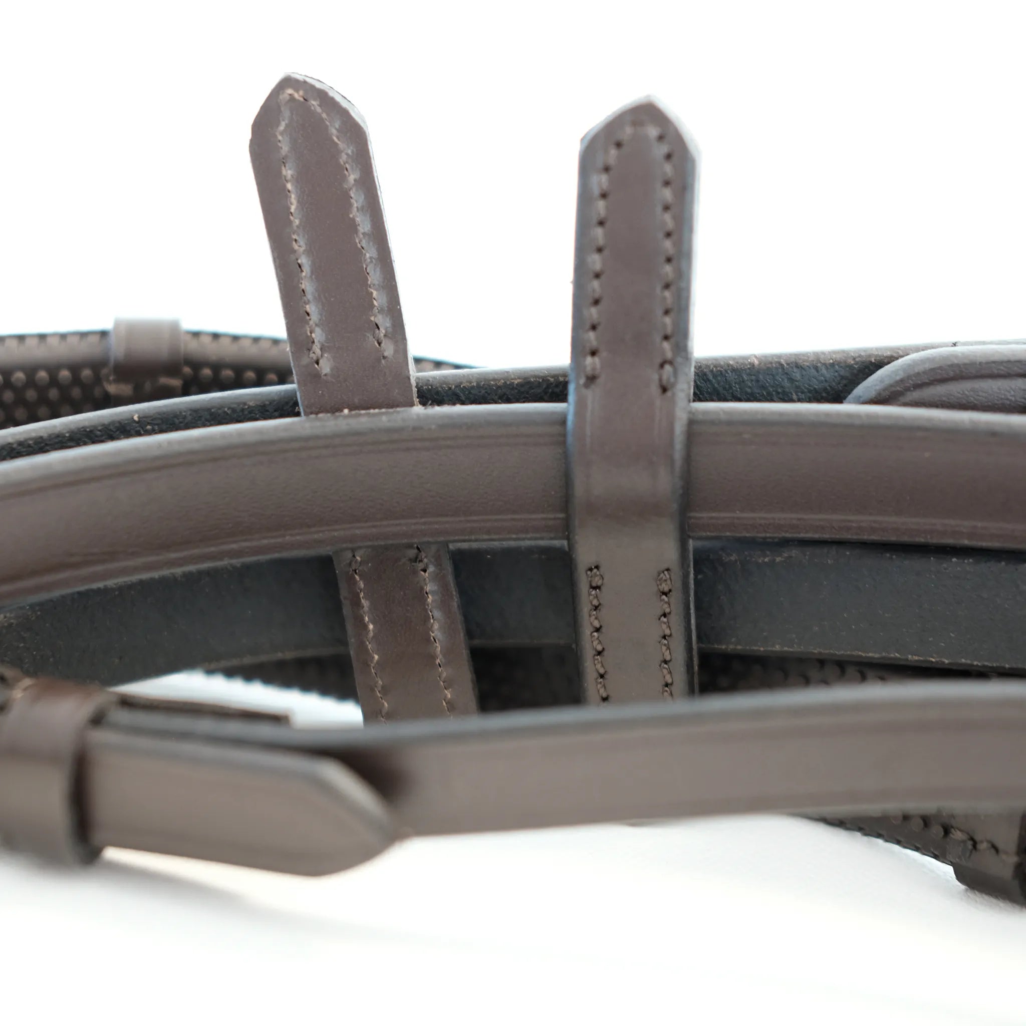 TdeT - Rubber reins small studs with stops dark havana