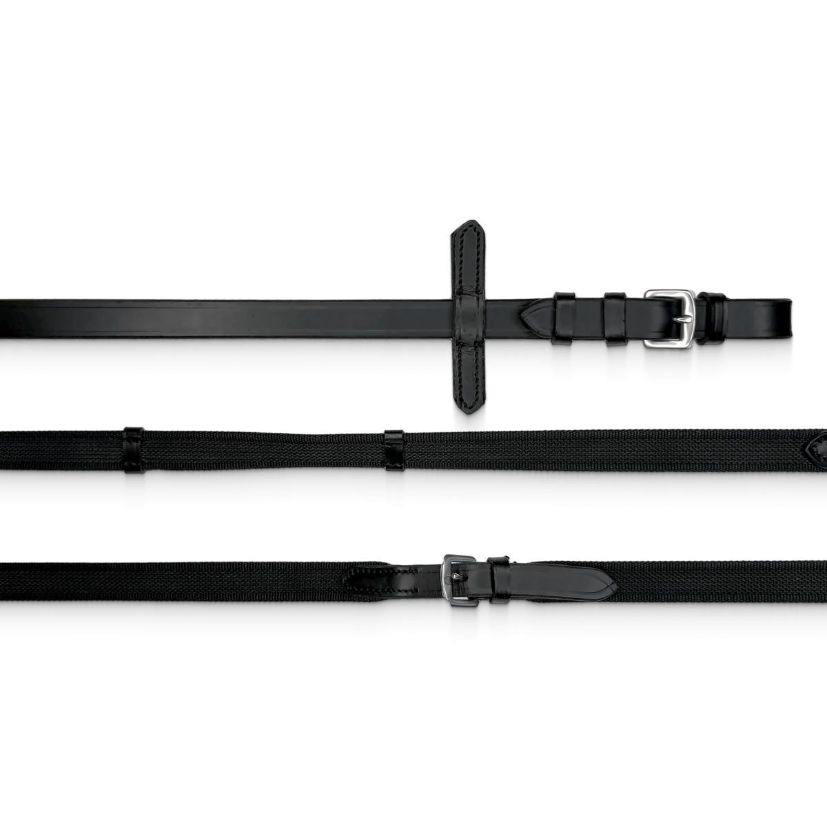 TdeT - Rênes super grip à arrêtoirs noir