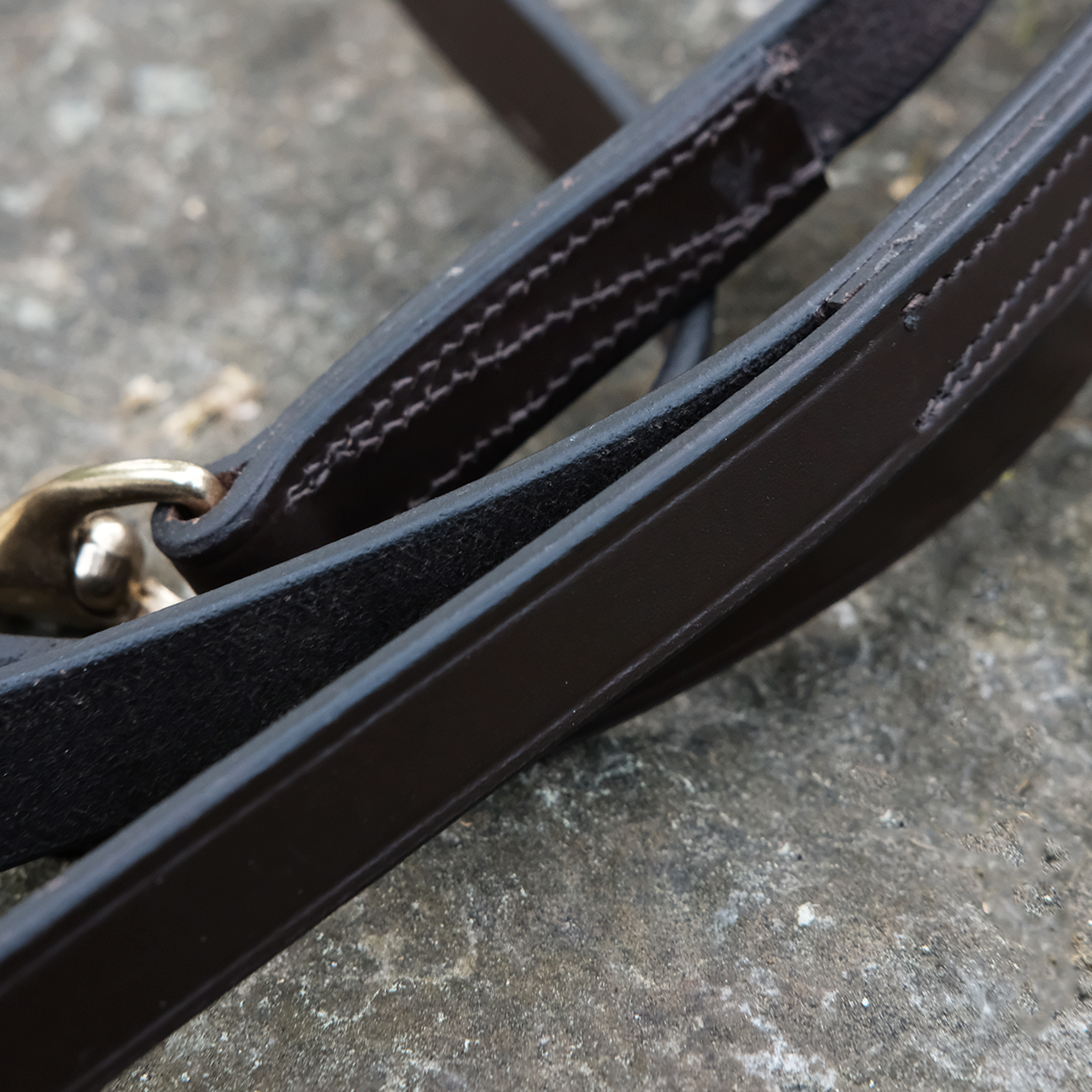 Leather show lead with double chain