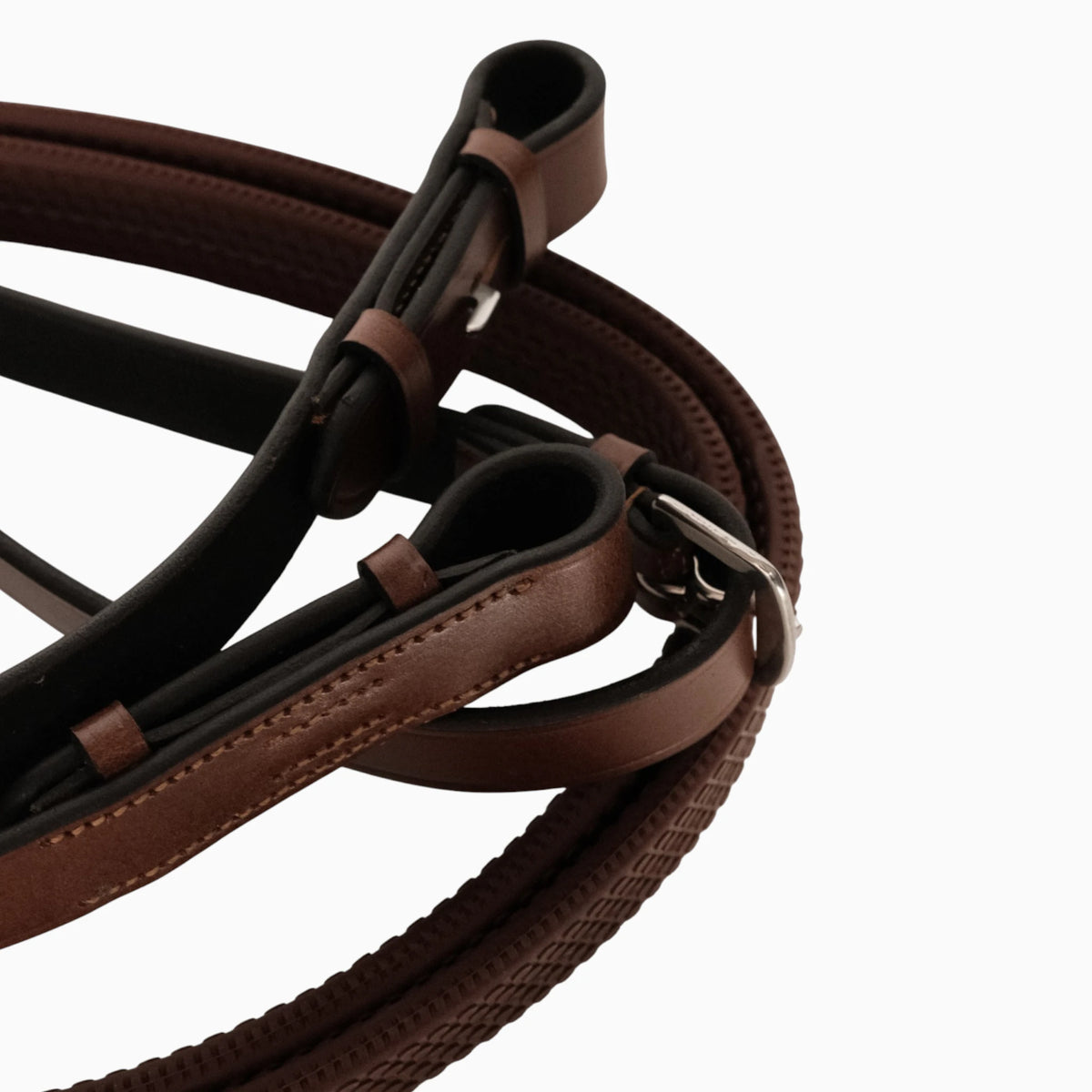 TdeT-Rubber reins with large pimples Tobacco