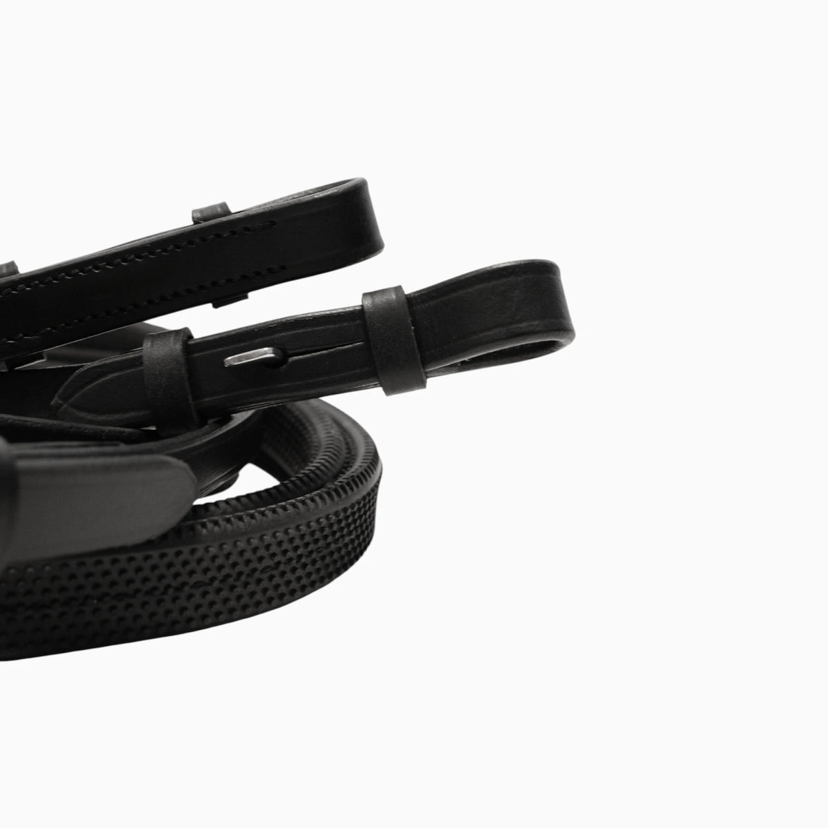TdeT-Rubber reins with small pimples Black