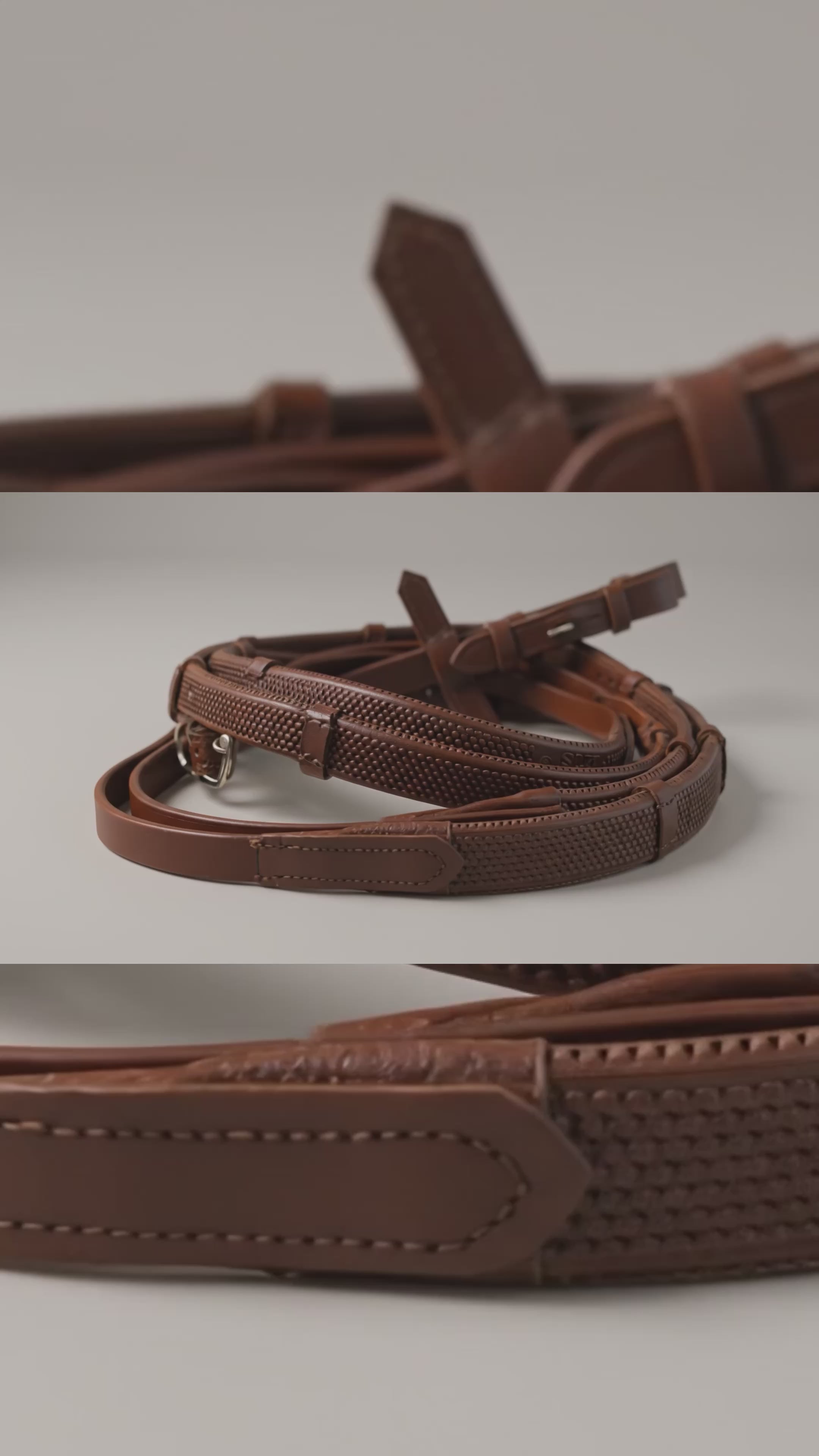 Load video: Rubber reins with small studs and stoppers