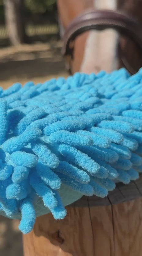 Charger la vidéo : TdeT - Éponge mesh et micro-fibre bleu ciel